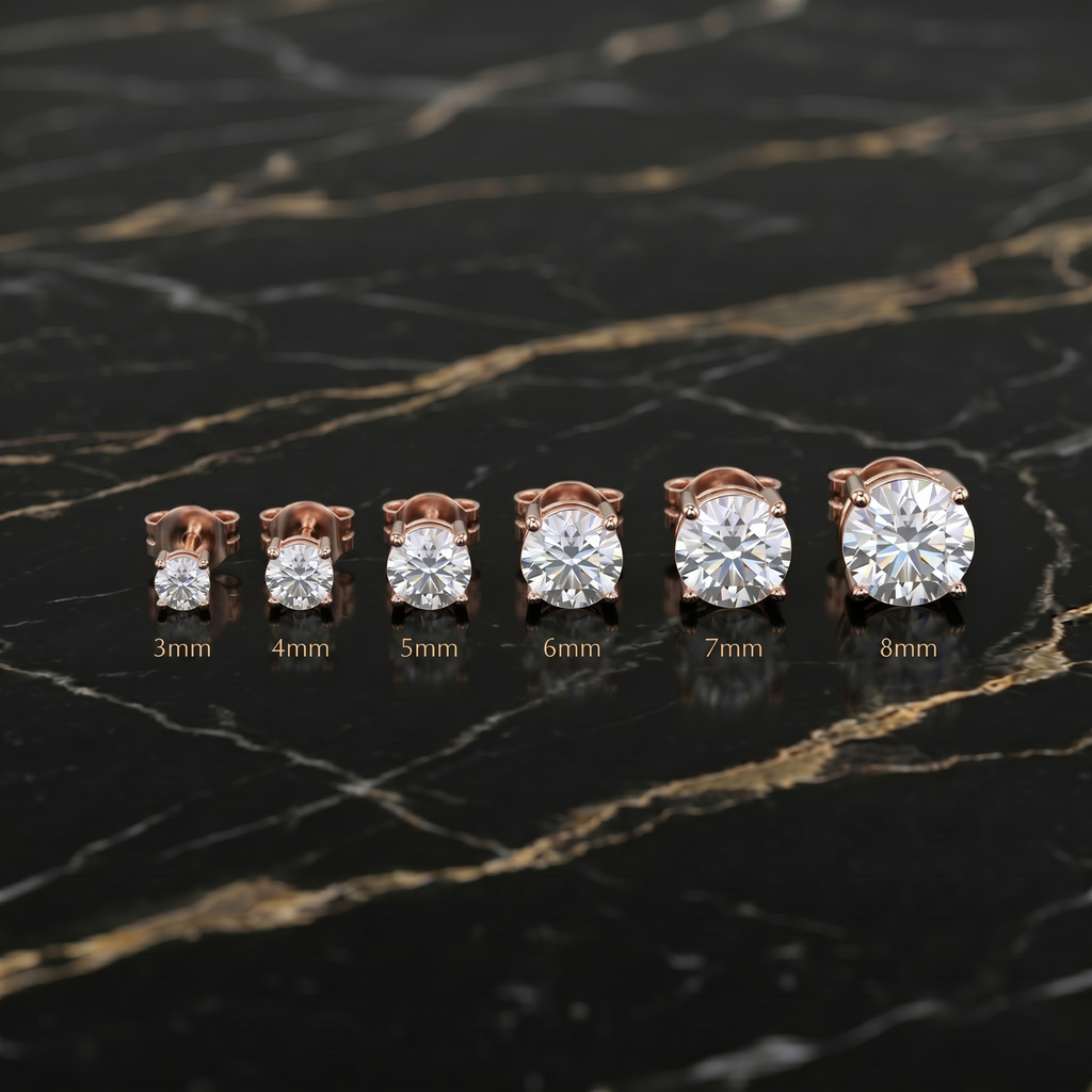 Moissanite Stud Earrings Rose Gold / 925 Sterling Silver Earrings Gra Certified
