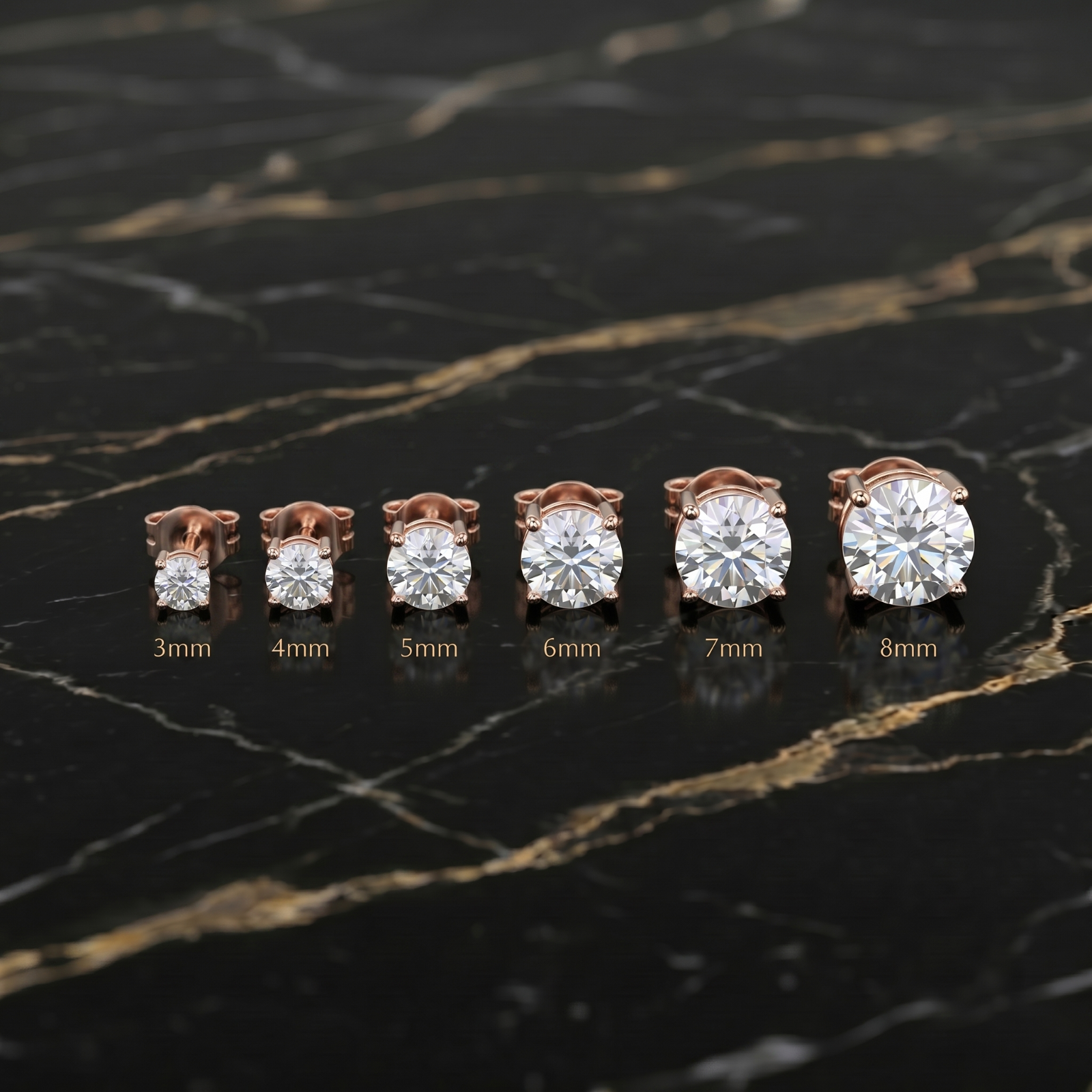Moissanite Stud Earrings Rose Gold / 925 Sterling Silver Earrings Gra Certified