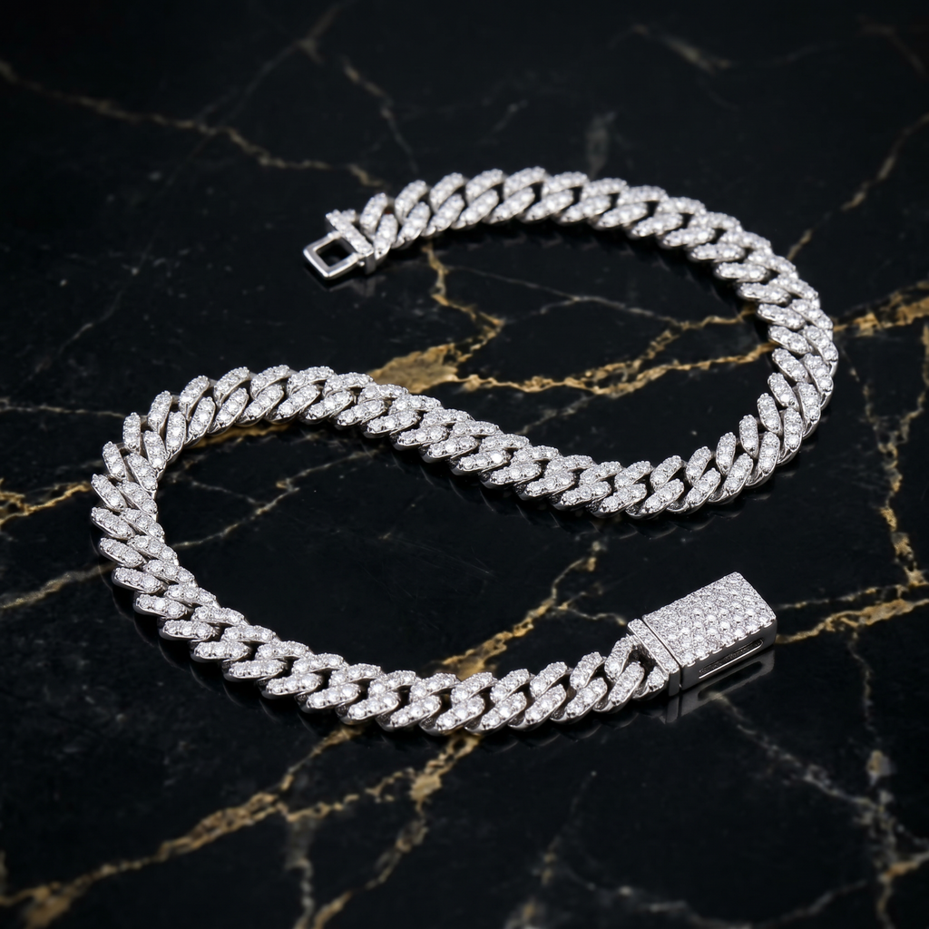 VVS1 Moissanite Monaco Cuban Bracelet 5.8mm 2.01 CTW 925 Sterling Silver