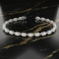 925 Sterling Silver White  Lab White Opal Tennis Bracelet  7 Inch