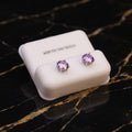 Amethyst Purple Cz Earrings Round 925 Sterling Silver 6mm