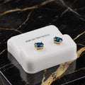 Blue Green Oval Opal Earrings 14k Gold Over 925 Sterling Silver Lab Created 4x6mm