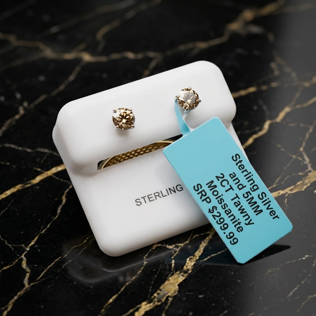 Moissanite Tawny 5mm Studs Gra Certified 925 Sterling Silver Genuine
