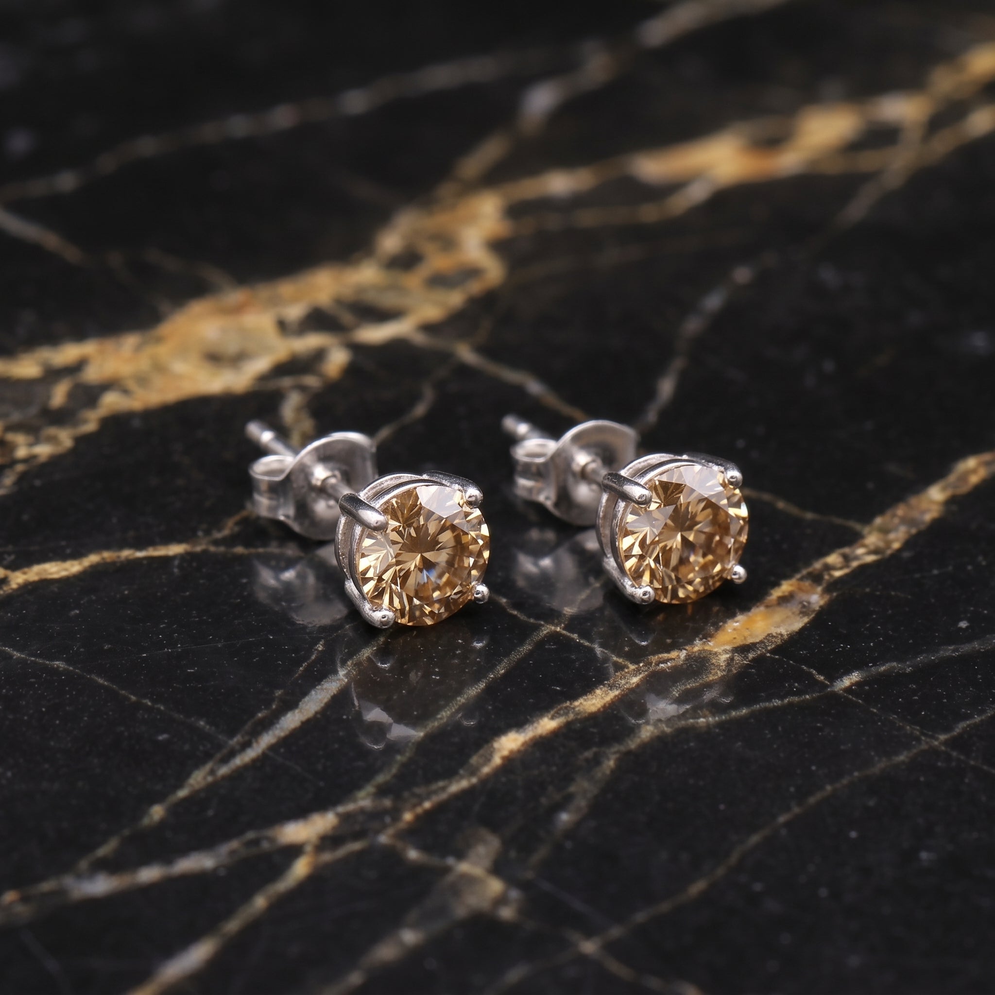 Moissanite Tawny 5mm Studs Gra Certified 925 Sterling Silver Genuine