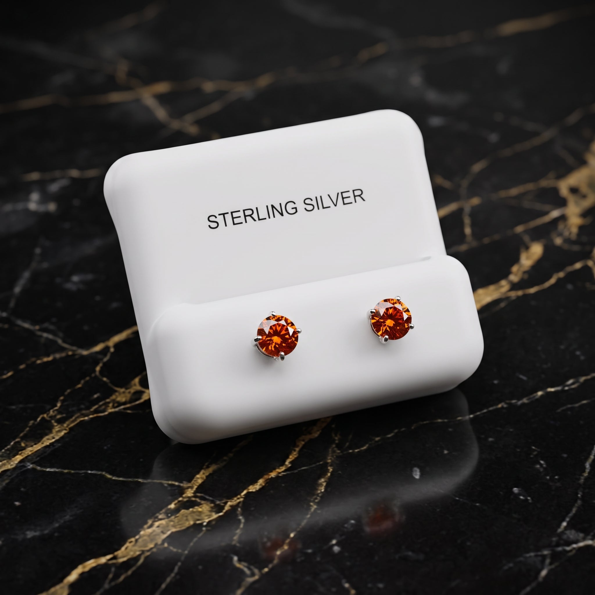 Moissanite Orange 5mm Studs Gra Certified 925 Sterling Silver Genuine