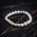 Silver Genuine Fresh Water Pearl Stretch Bracelet Color Treated Stretch