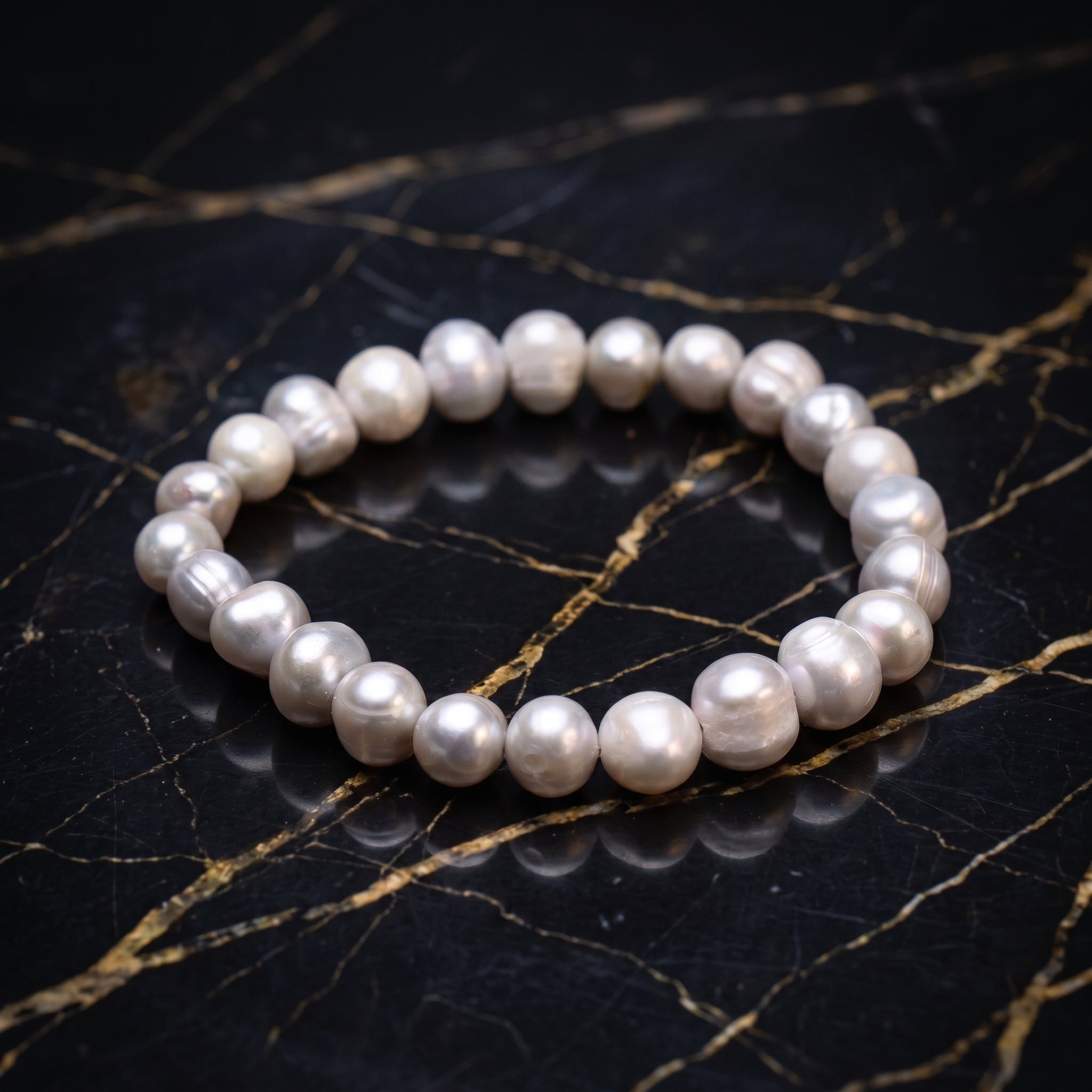 Silver Genuine Fresh Water Pearl Stretch Bracelet Color Treated Stretch