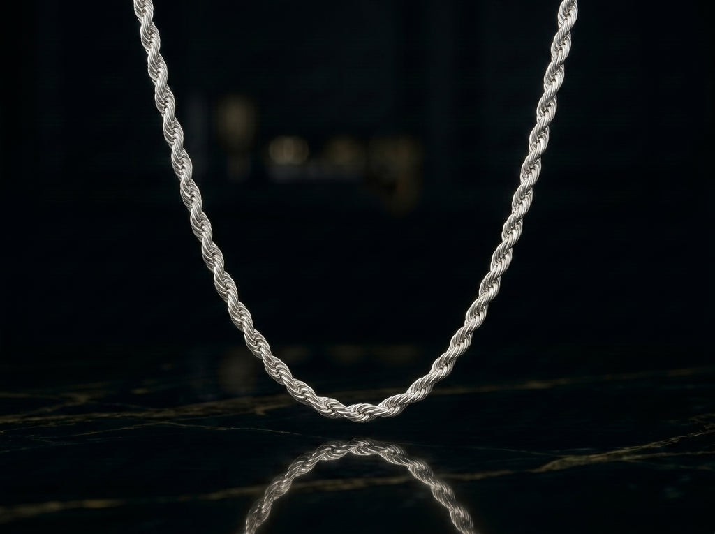 3MM 925 Sterling Silver Italian Diamond Cut Rope Chain Necklace O60