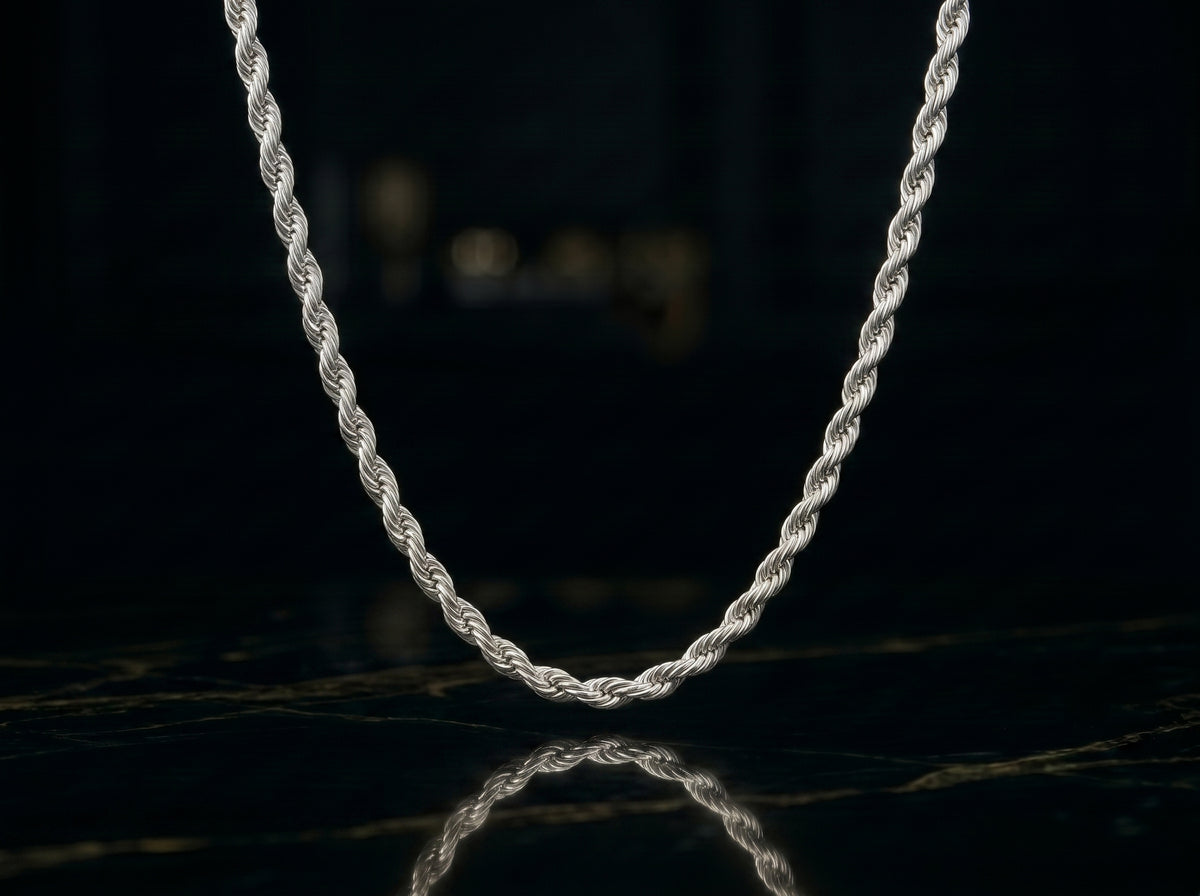 3MM 925 Sterling Silver Italian Diamond Cut Rope Chain Necklace O60