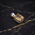 Citrine Emerald Cut Semi Precious Natural Pendant 925 Silver 9x7mm