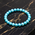 Light Blue Genuine Fresh Water  Pearl Stretch Bracelet Color Treated Stretch