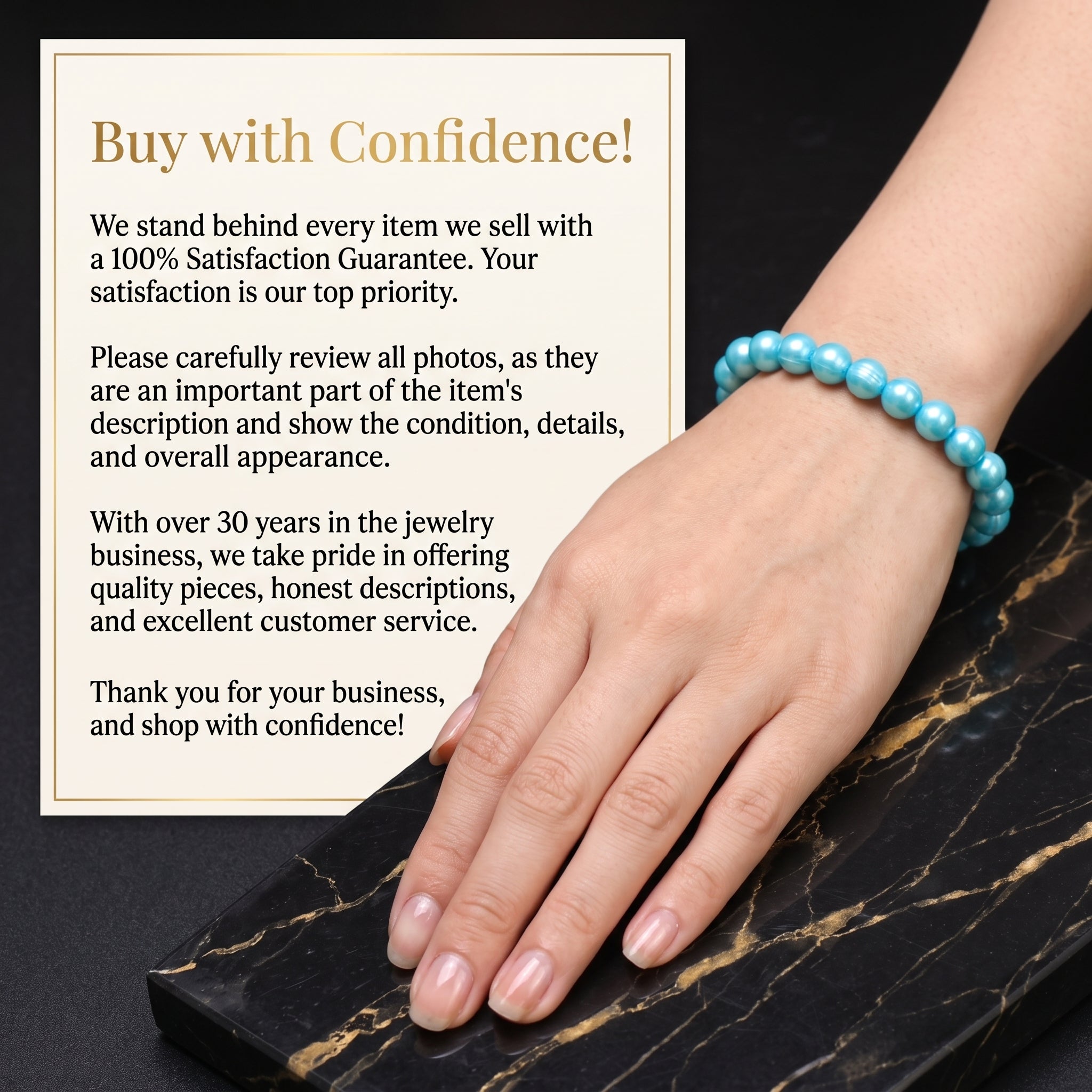 Light Blue Genuine Fresh Water  Pearl Stretch Bracelet Color Treated Stretch