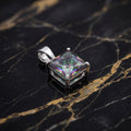 Mystic Topaz Square Semi Precious Natural Pendant 925 Sterling Silver 9mm