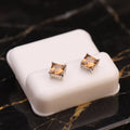 Morganite Cz Earrings Square Princess Cut 925 Sterling Silver