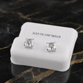 Clear Cz Earrings Square Asscher Cut 925 Sterling Silver on a white display stand