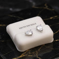 Pear CZ Earrings Clear 925 Sterling Silver 6x9mm Push Back on a white display stand