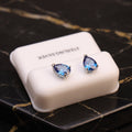 Pear Cz Earrings Tanzanite 925 Sterling Silver 6x9mm Push Back