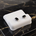 Black Cz Earrings Oval 925 Sterling Silver 5x7mm