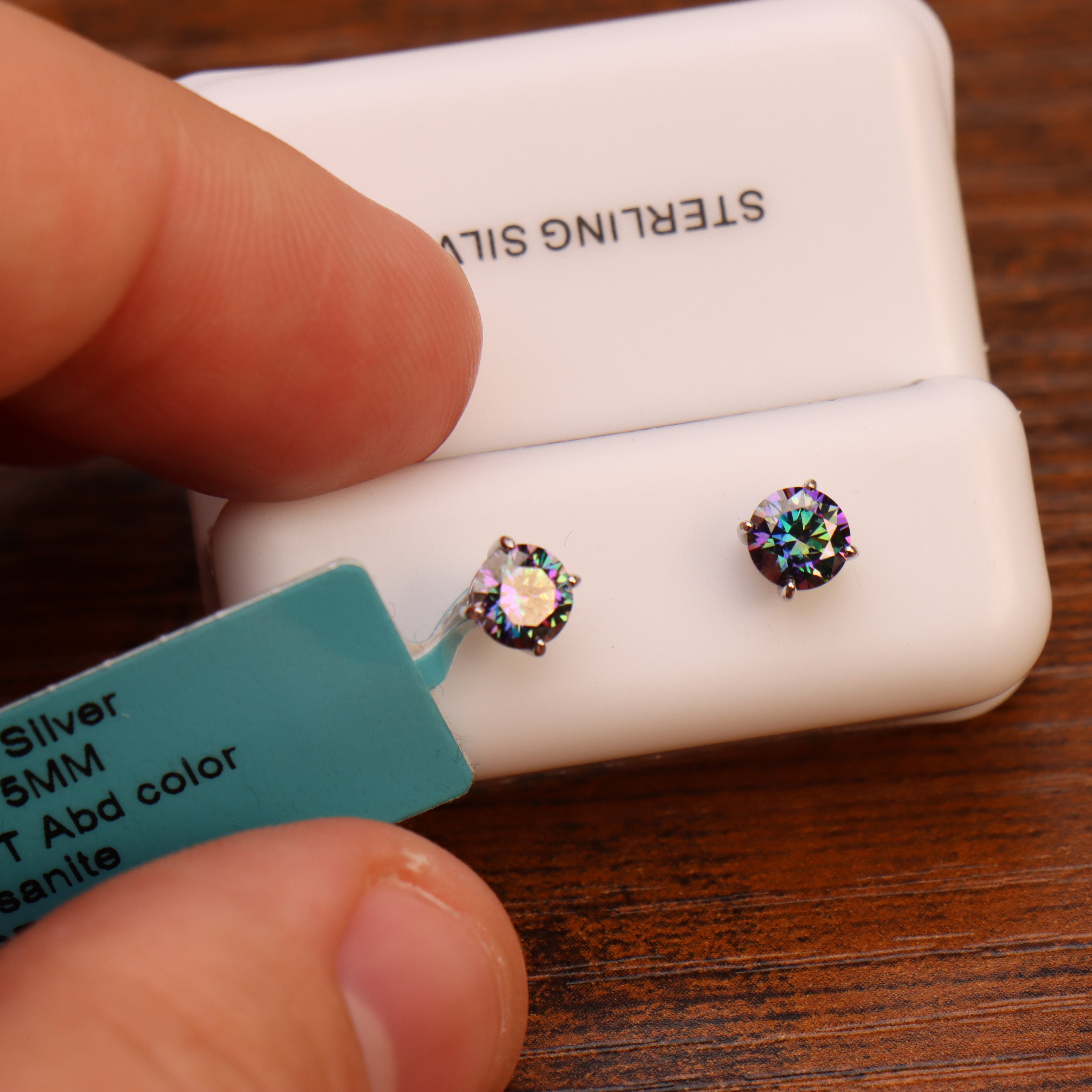 Moissanite Mystic Topaz 5mm Studs Gra Certified 925 Sterling Silver Genuine