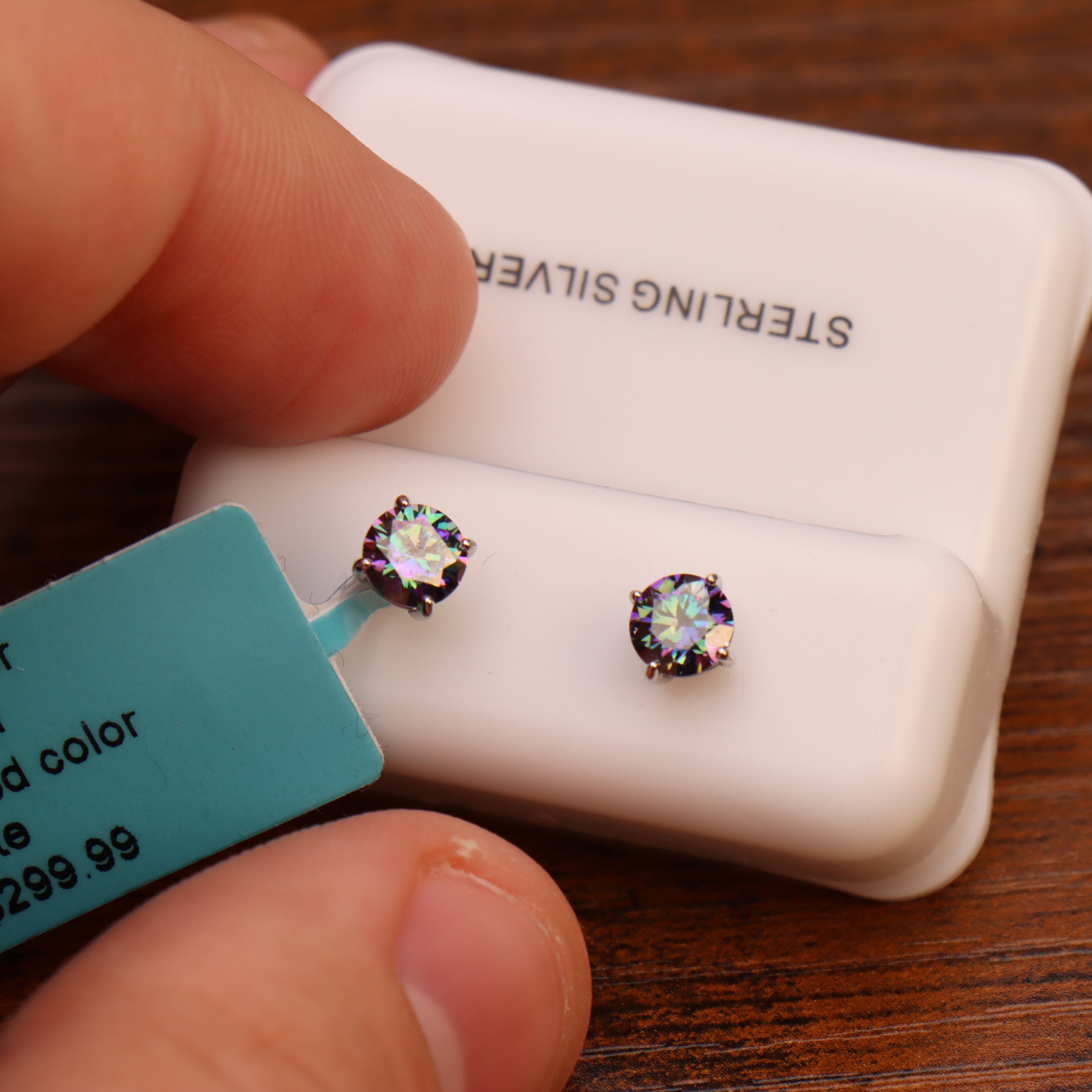 Moissanite Mystic Topaz 5mm Studs Gra Certified 925 Sterling Silver Genuine