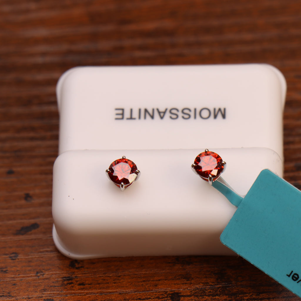 Moissanite Garnet 5mm Studs Gra Certified 925 Sterling Silver Genuine