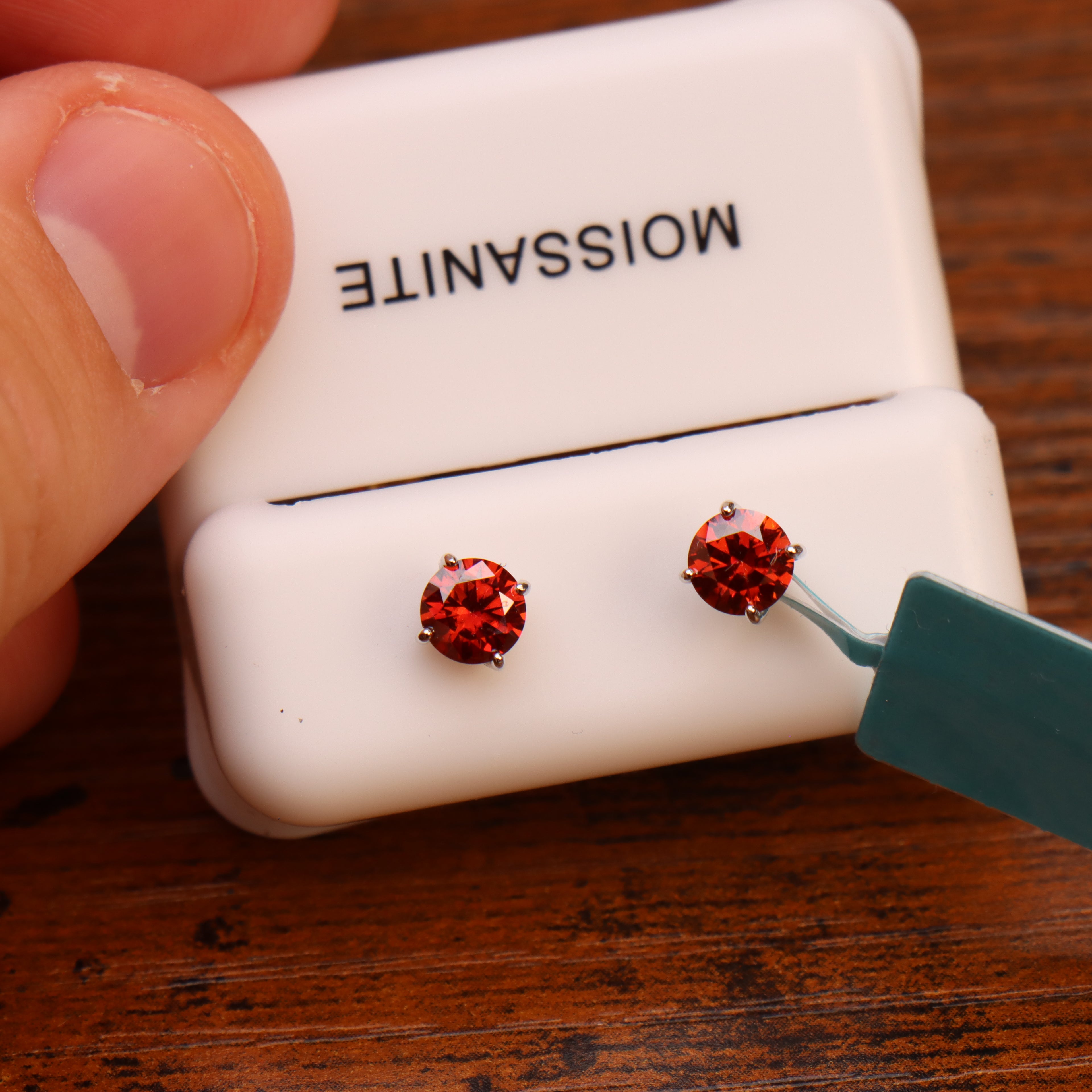 Moissanite Garnet 5mm Studs Gra Certified 925 Sterling Silver Genuine