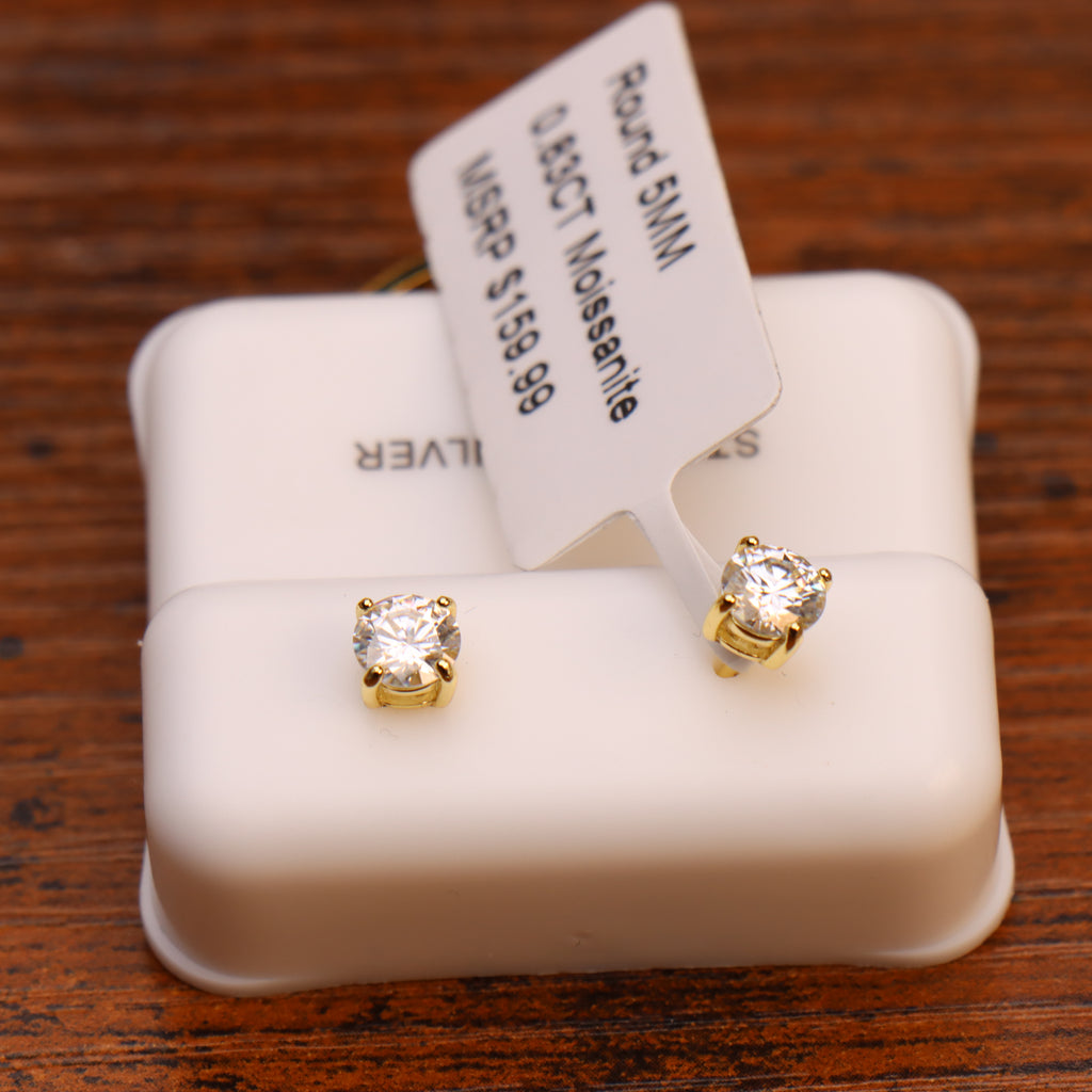 Moissanite Stud Earrings 14k Gold over 925 Sterling Silver Earrings Gra Certified