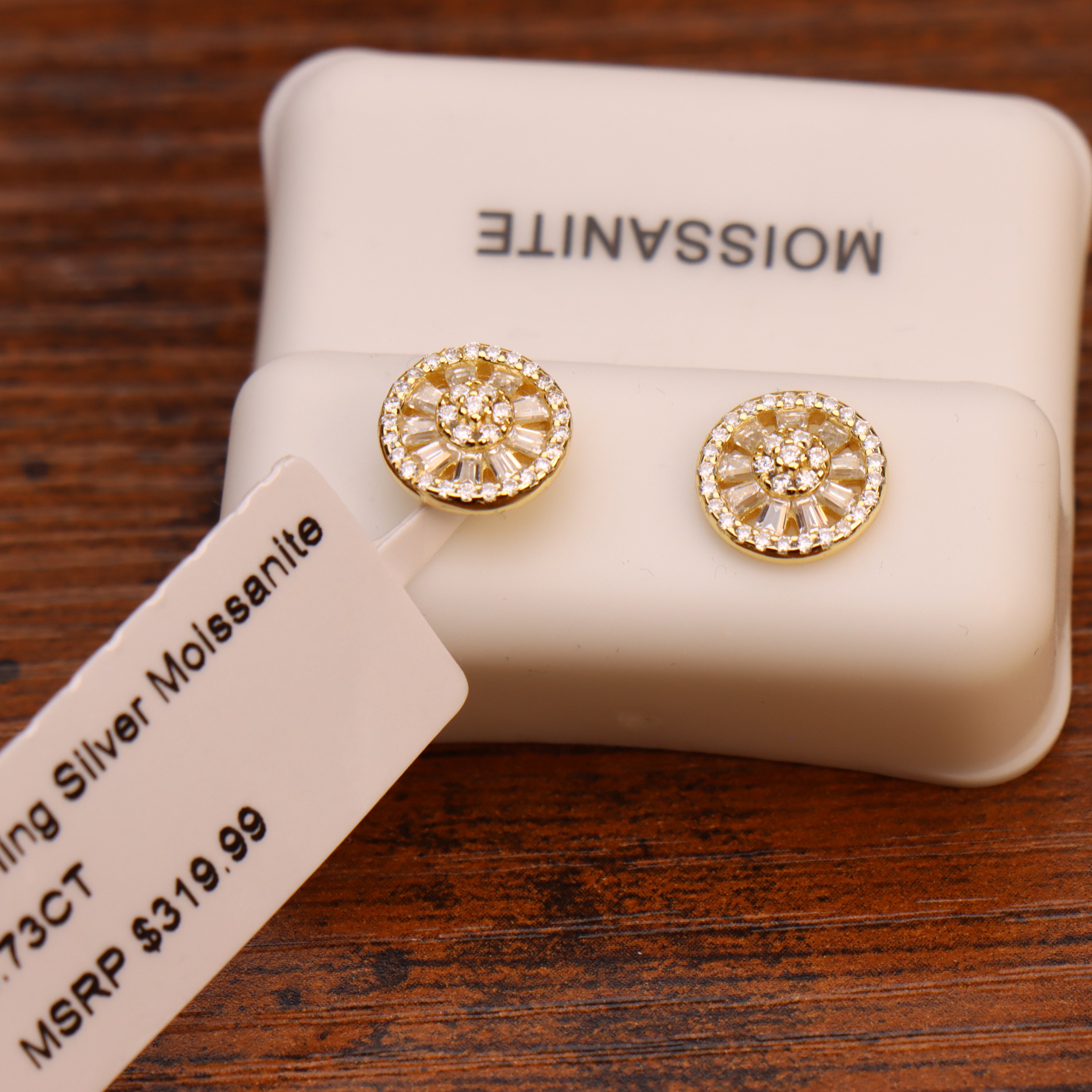 Genuine Moissanite Unique Round Earrings 14k Gold 925 Sterling Silver 9mm