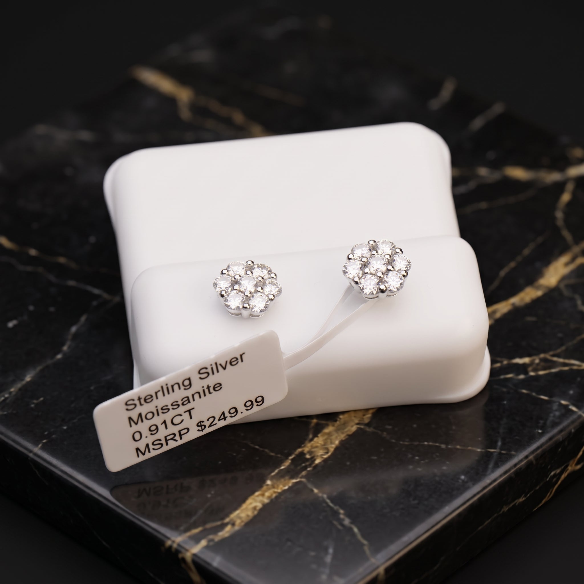 Genuine Moissanite Flower Earrings 925 Sterling Silver