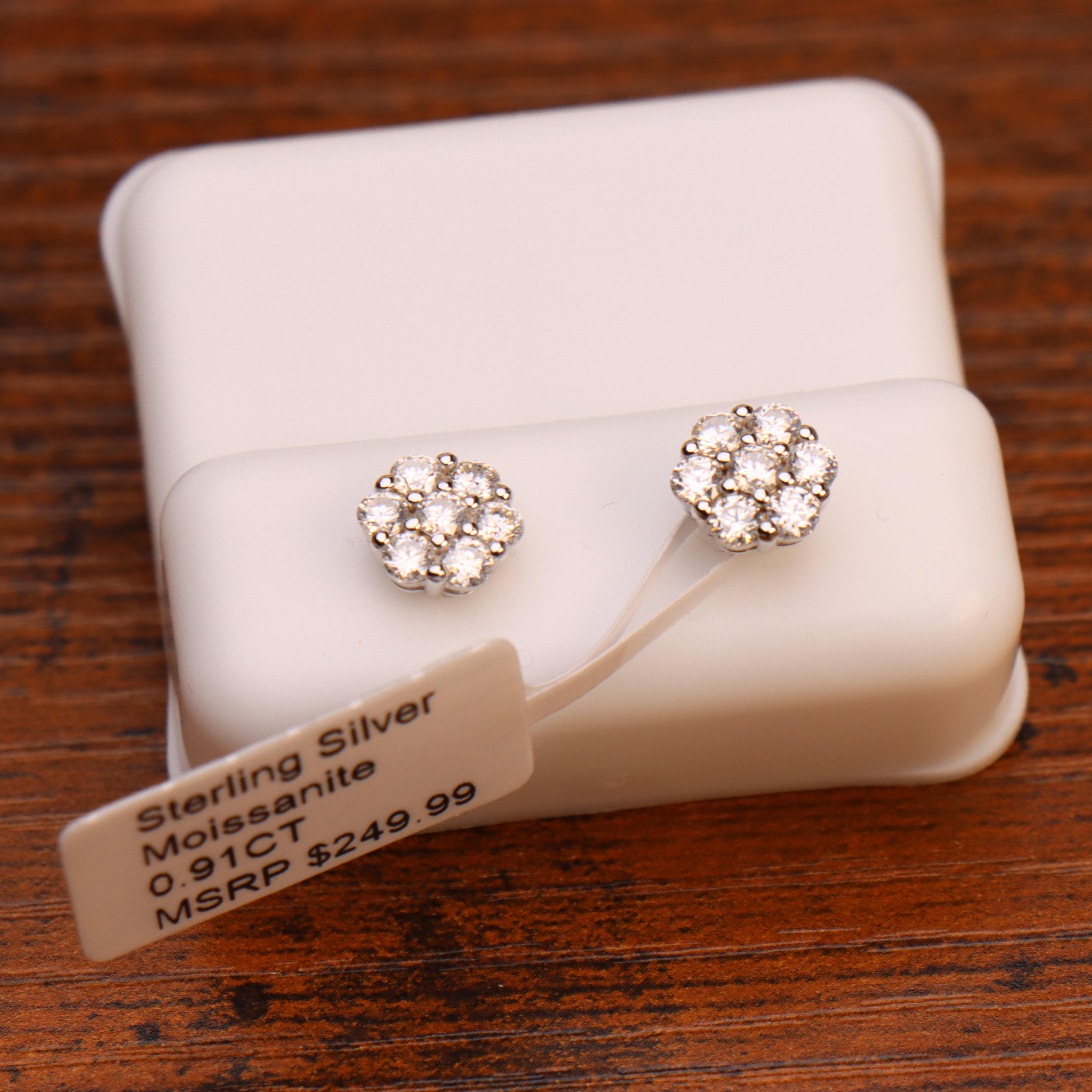 Genuine Moissanite Flower Earrings 925 Sterling Silver 7mm