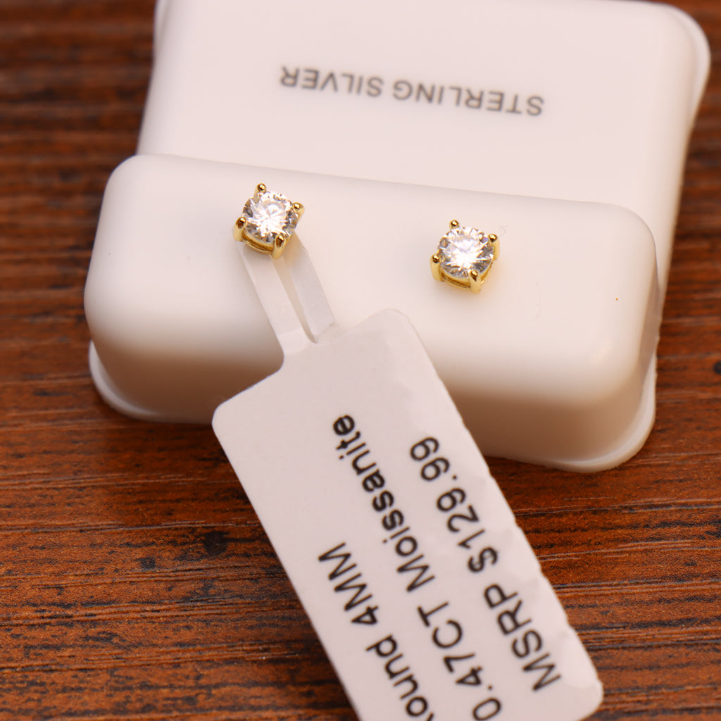 Moissanite Stud Earrings 14k Gold over 925 Sterling Silver Earrings Gra Certified
