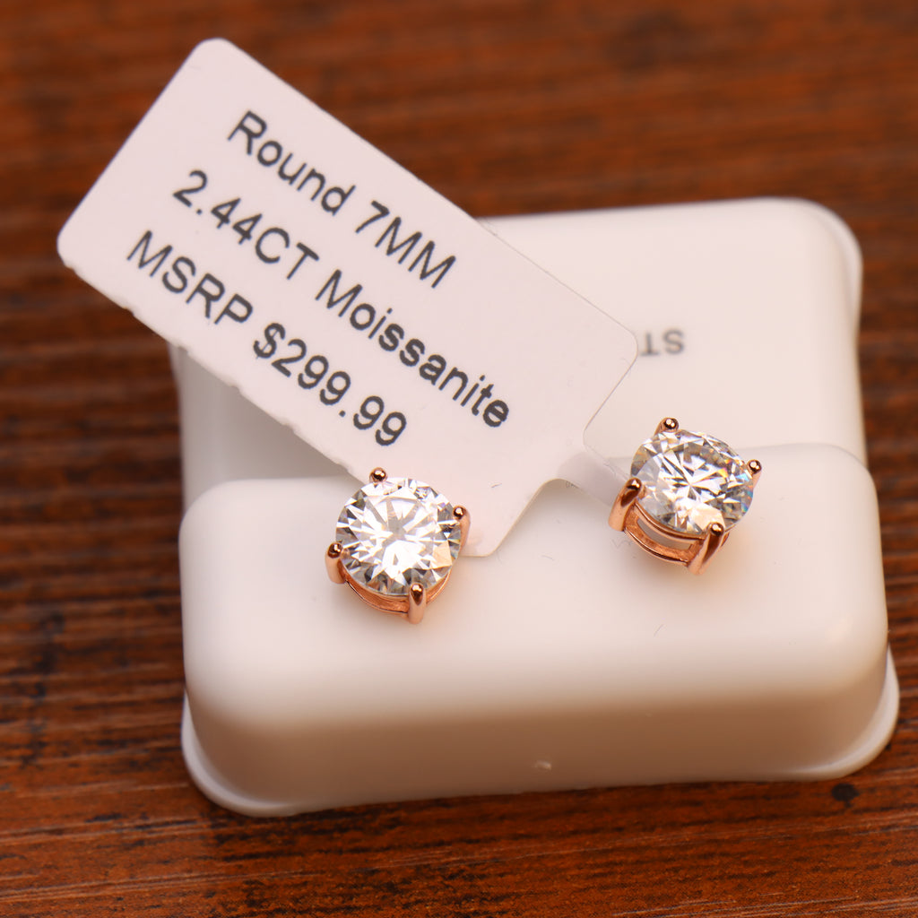 Moissanite Stud Earrings Rose Gold / 925 Sterling Silver Earrings Gra Certified