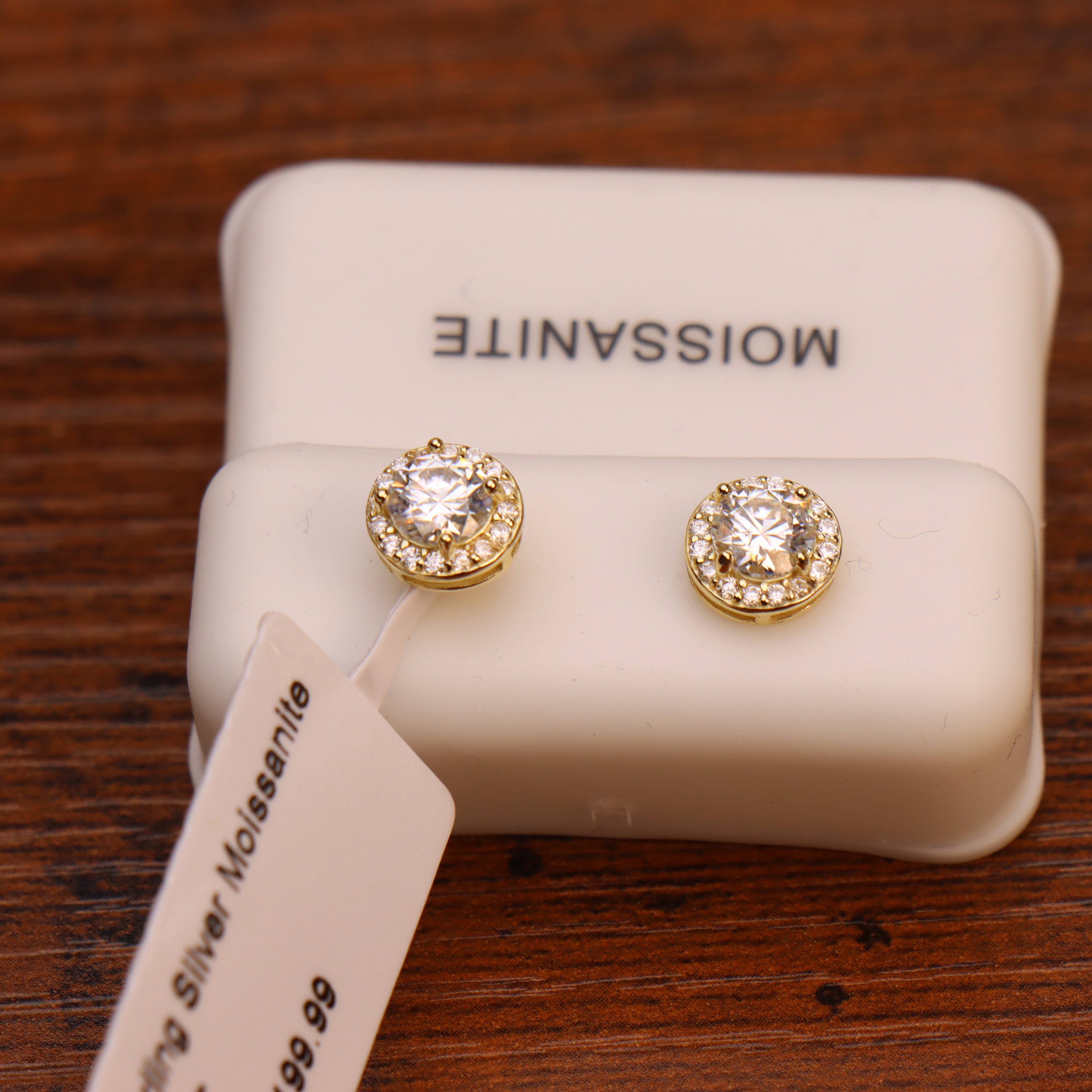 Genuine Moissanite Round Halo Earrings 14k Gold 925 Sterling Silver 7.5mm
