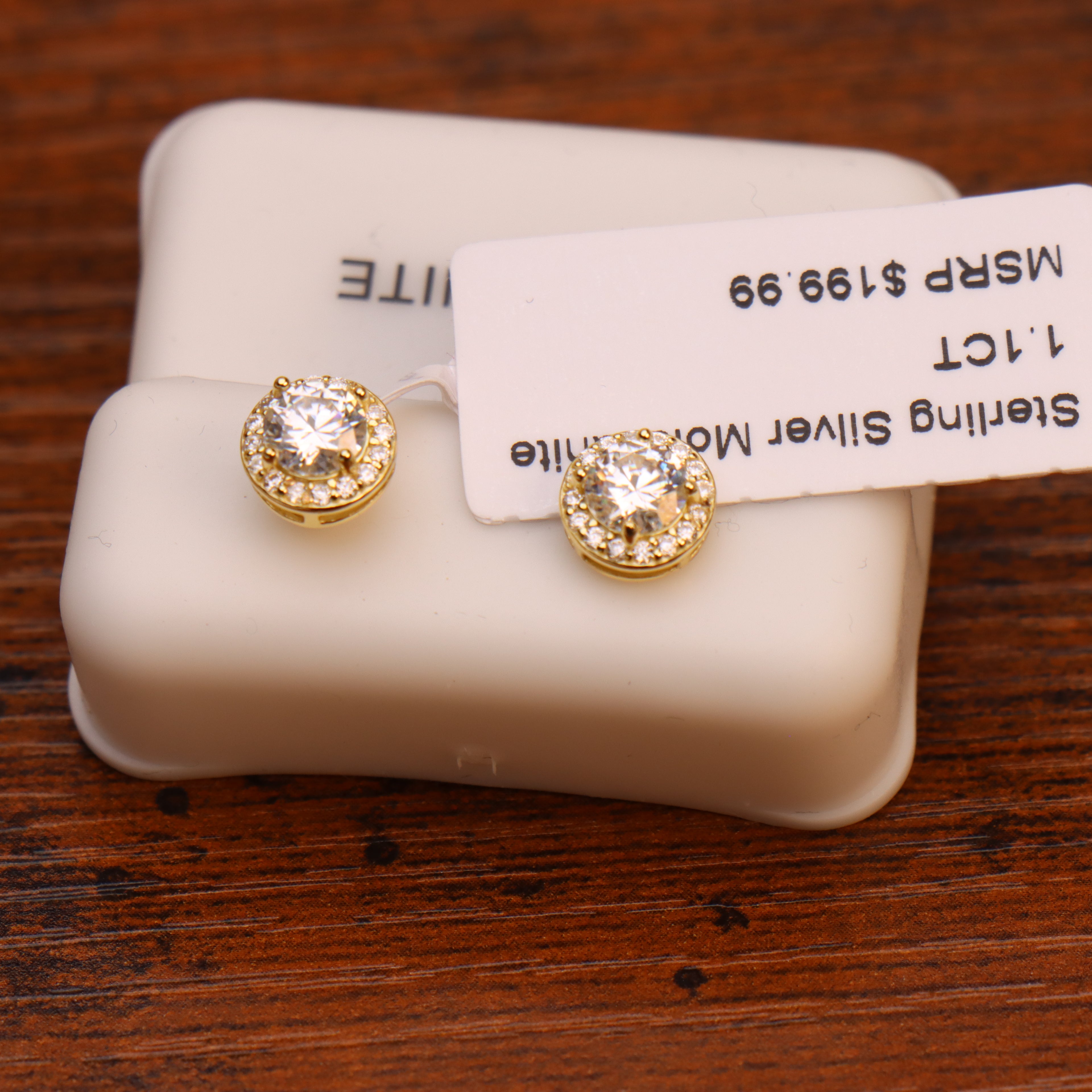 Genuine Moissanite Round Halo Earrings 14k Gold 925 Sterling Silver 7.5mm