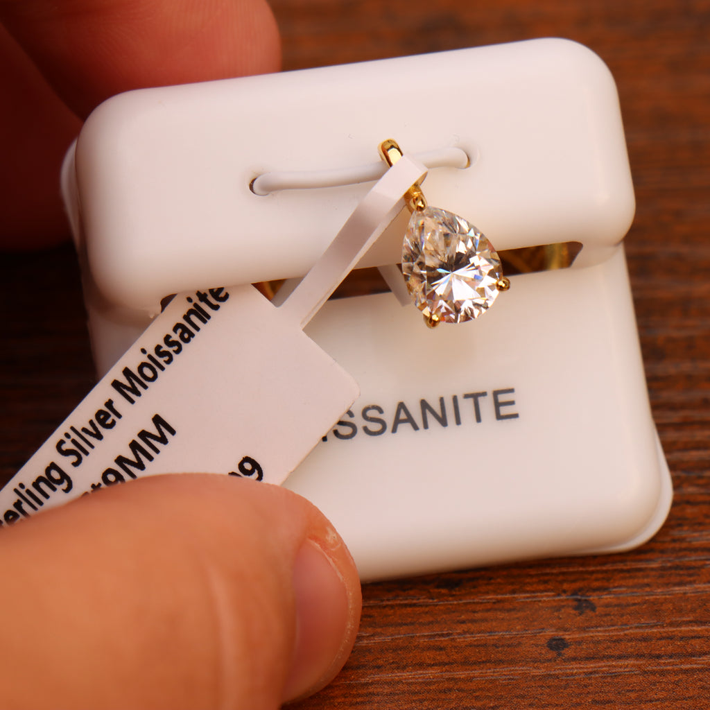 Genuine Moissanite Pear Pendant 1.8 Ct Gold Over 925 Sterling Silver Certified