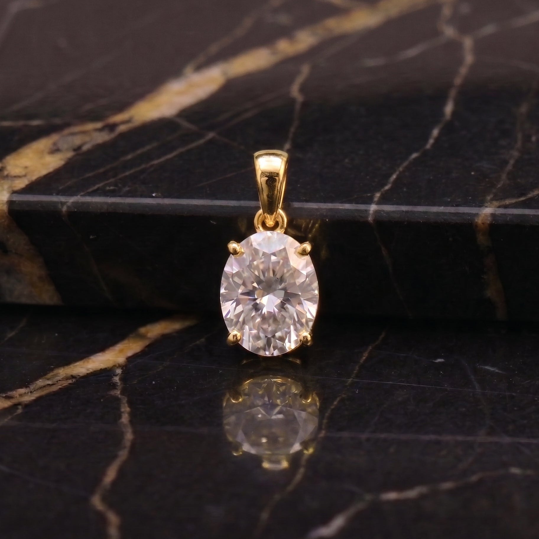 Genuine Moissanite Oval 2ct Pendant 14k Gold Over 925 Sterling Silver Certified