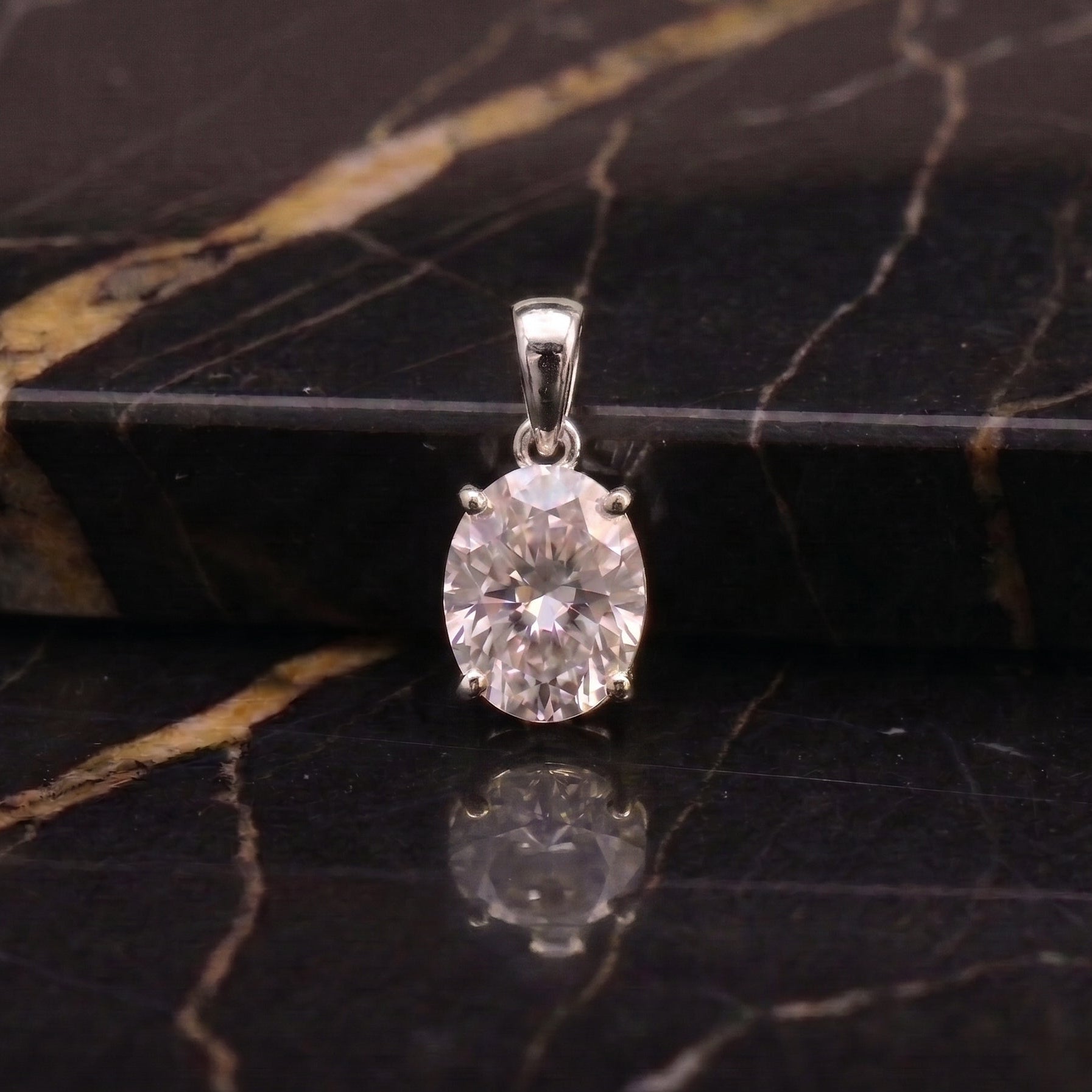 Genuine Moissanite Oval 2ct Pendant 925 Sterling Silver Certified