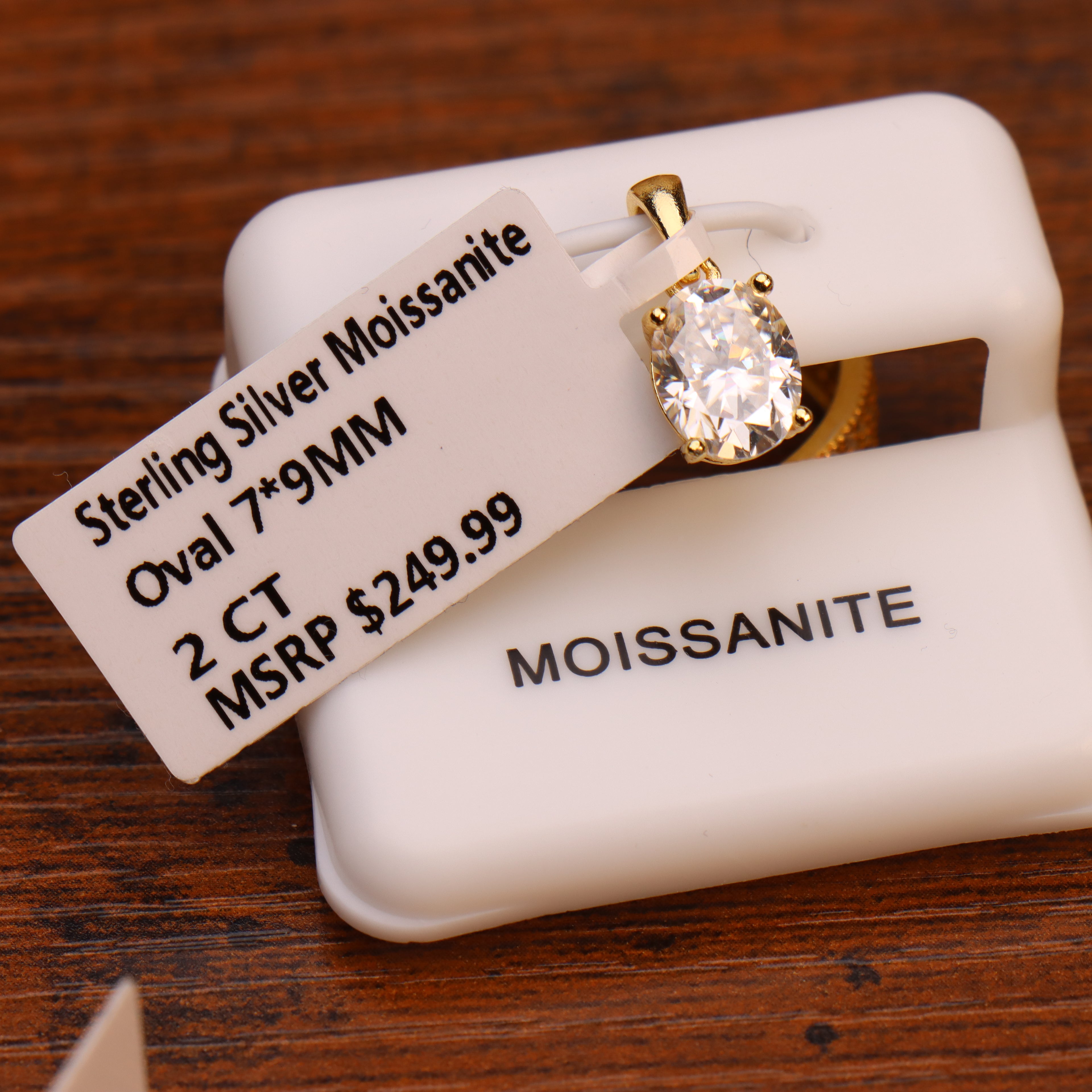 Genuine Moissanite Oval 2ct Pendant 14k Gold Over 925 Sterling Silver Certified