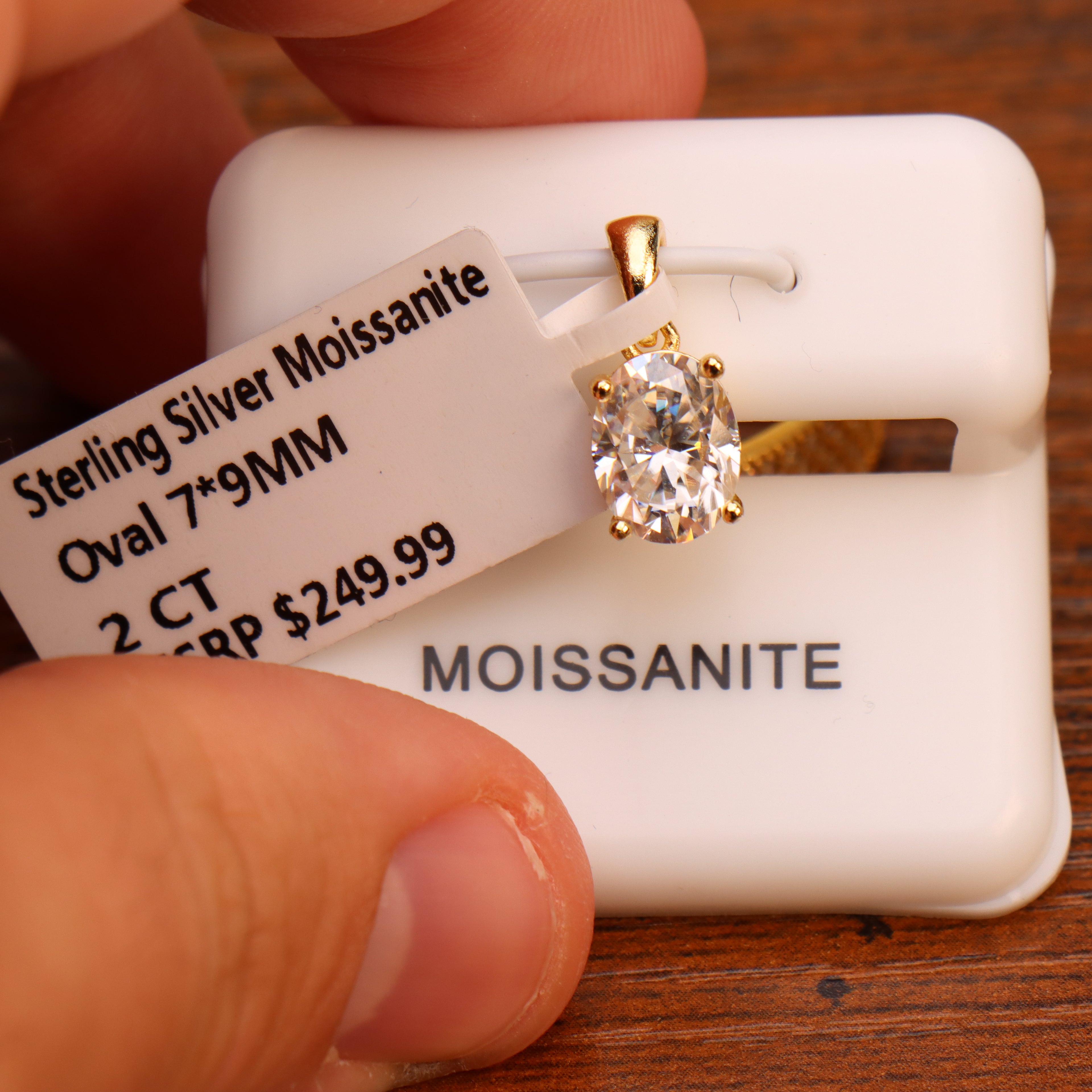 Genuine Moissanite Oval 2ct Pendant 14k Gold Over 925 Sterling Silver Certified