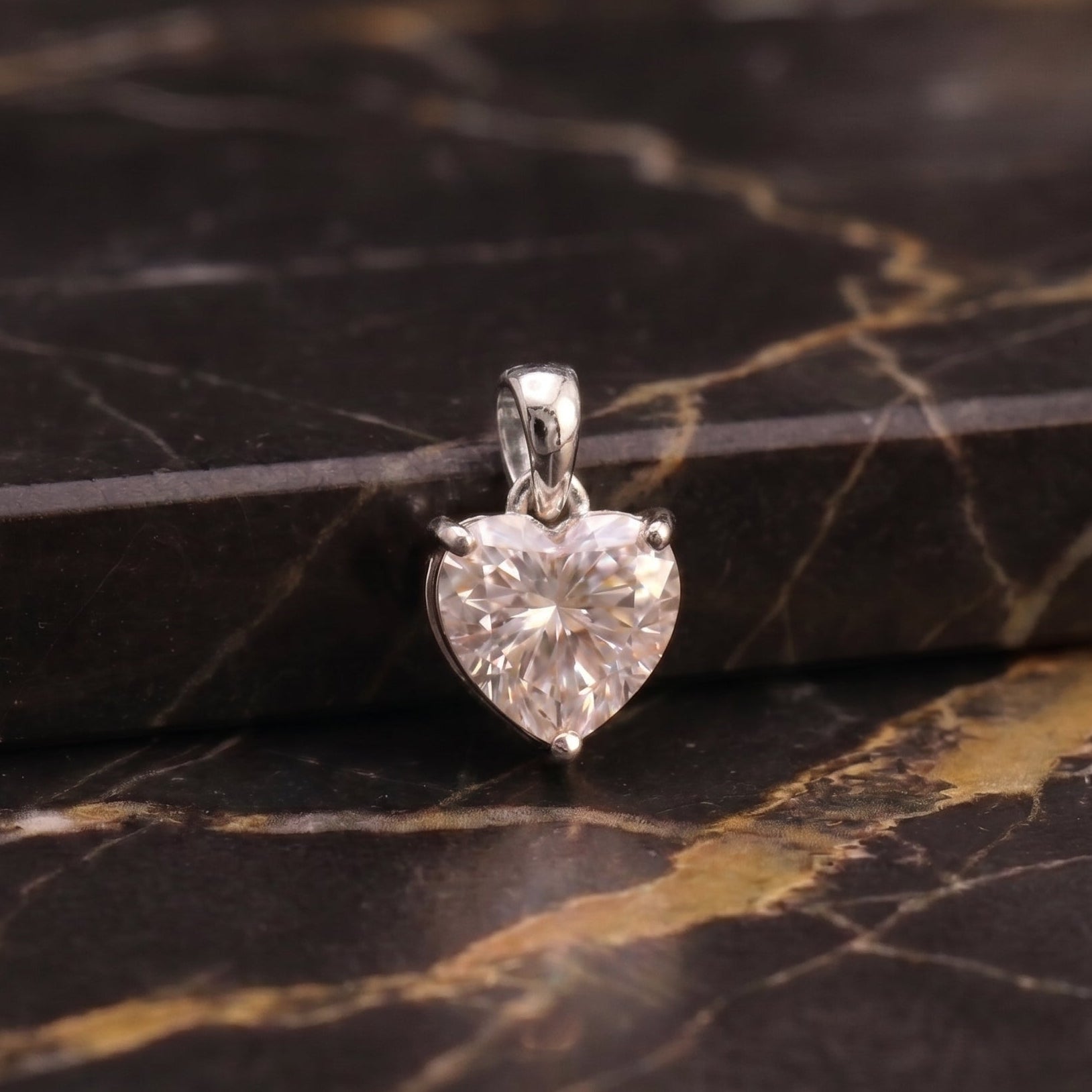 Genuine Moissanite Heart 8mm 2ct Pendant 925 Sterling Silver Certified