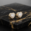 Genuine Moissanite Heart Halo Earrings 14k Gold Over 925 Sterling Silver