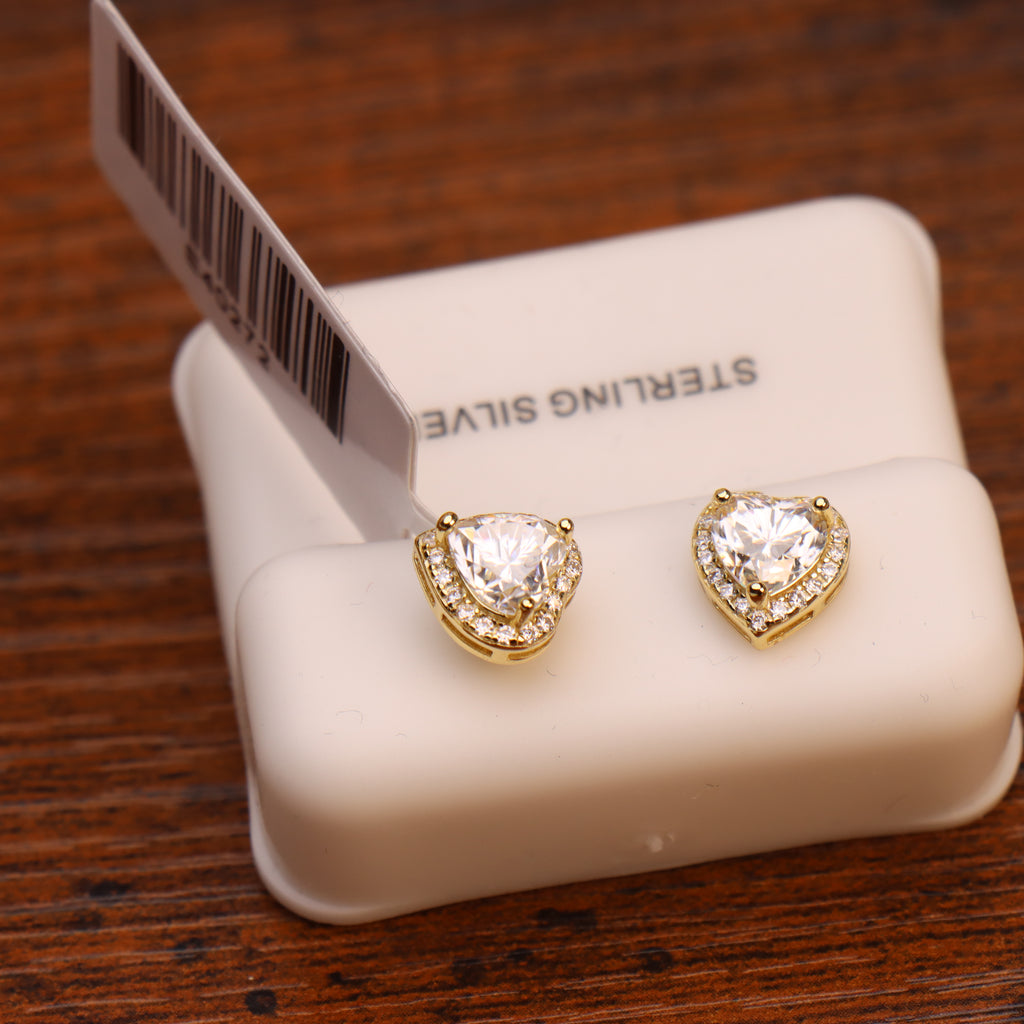 Genuine Moissanite Heart Halo Earrings 14k Gold Over 925 Sterling Silver
