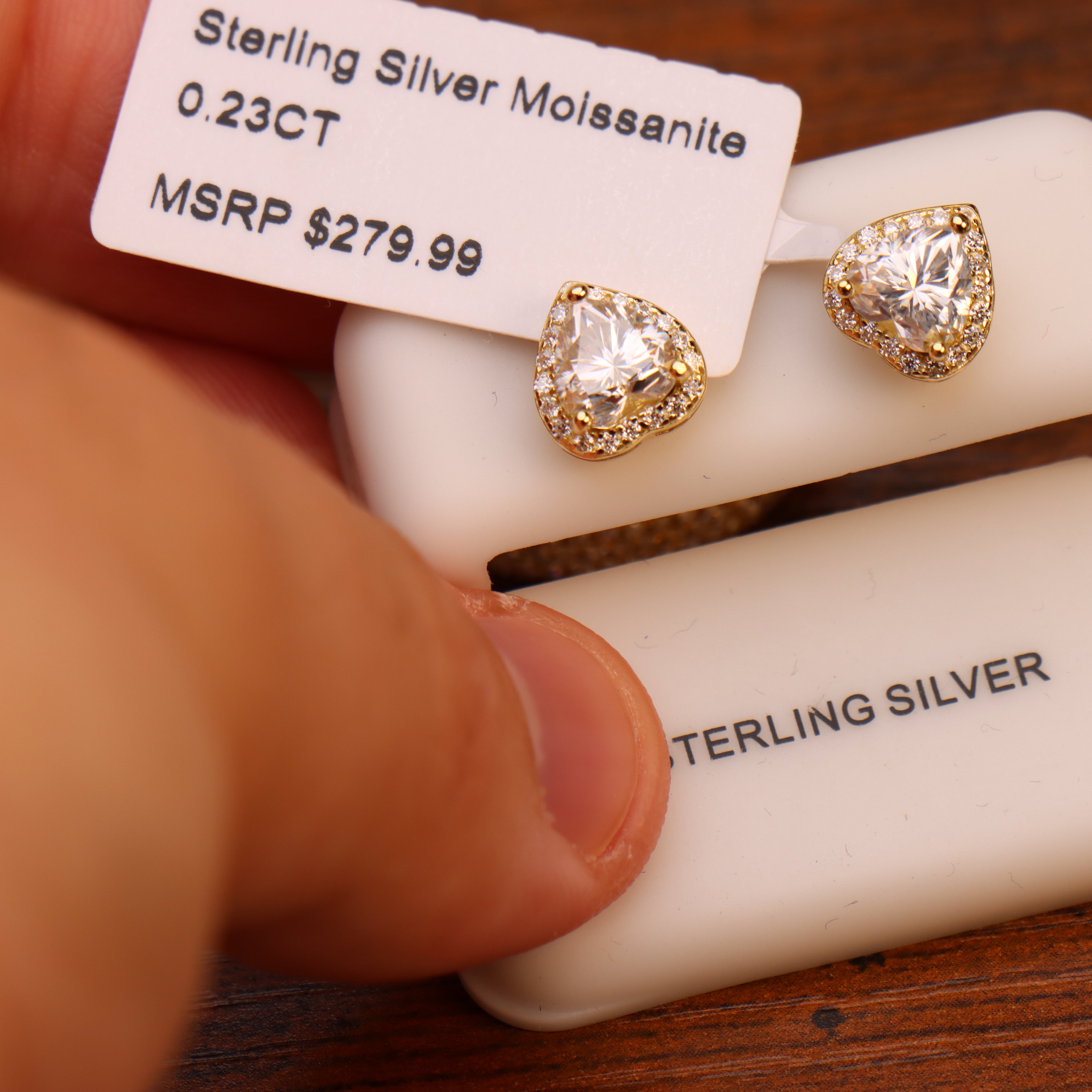 Genuine Moissanite Heart Halo Earrings 14k Gold Over 925 Sterling Silver