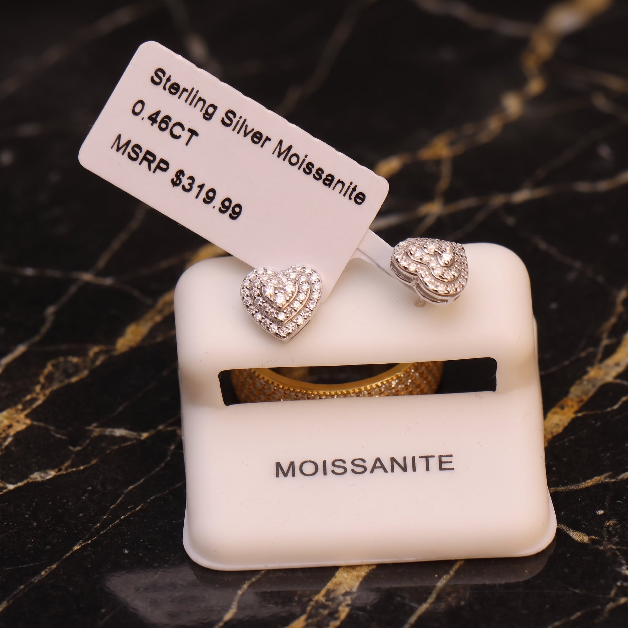 Genuine Moissanite Pavé Heart Earrings 925 Sterling Silver