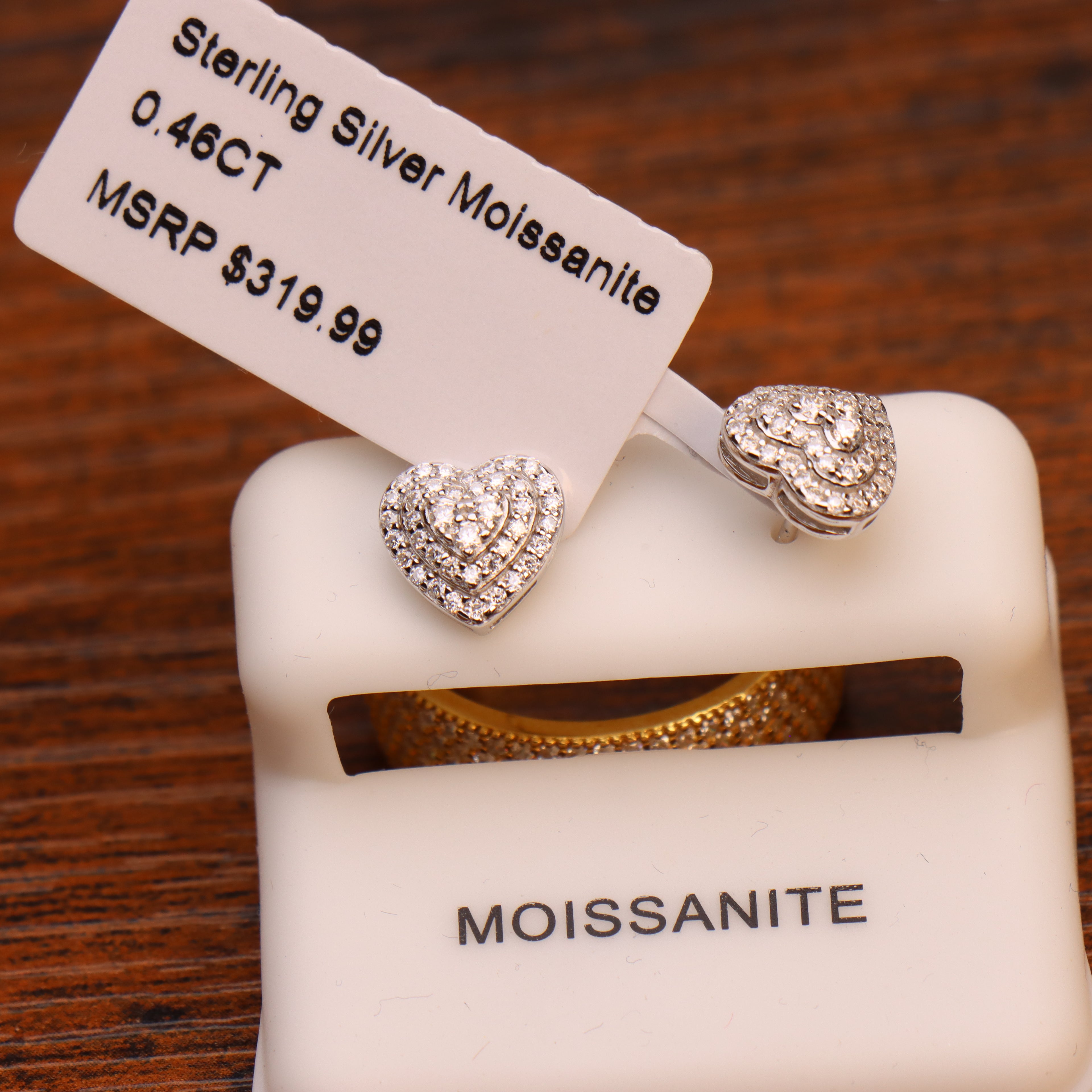 Genuine Moissanite Pavé Heart Earrings 925 Sterling Silver