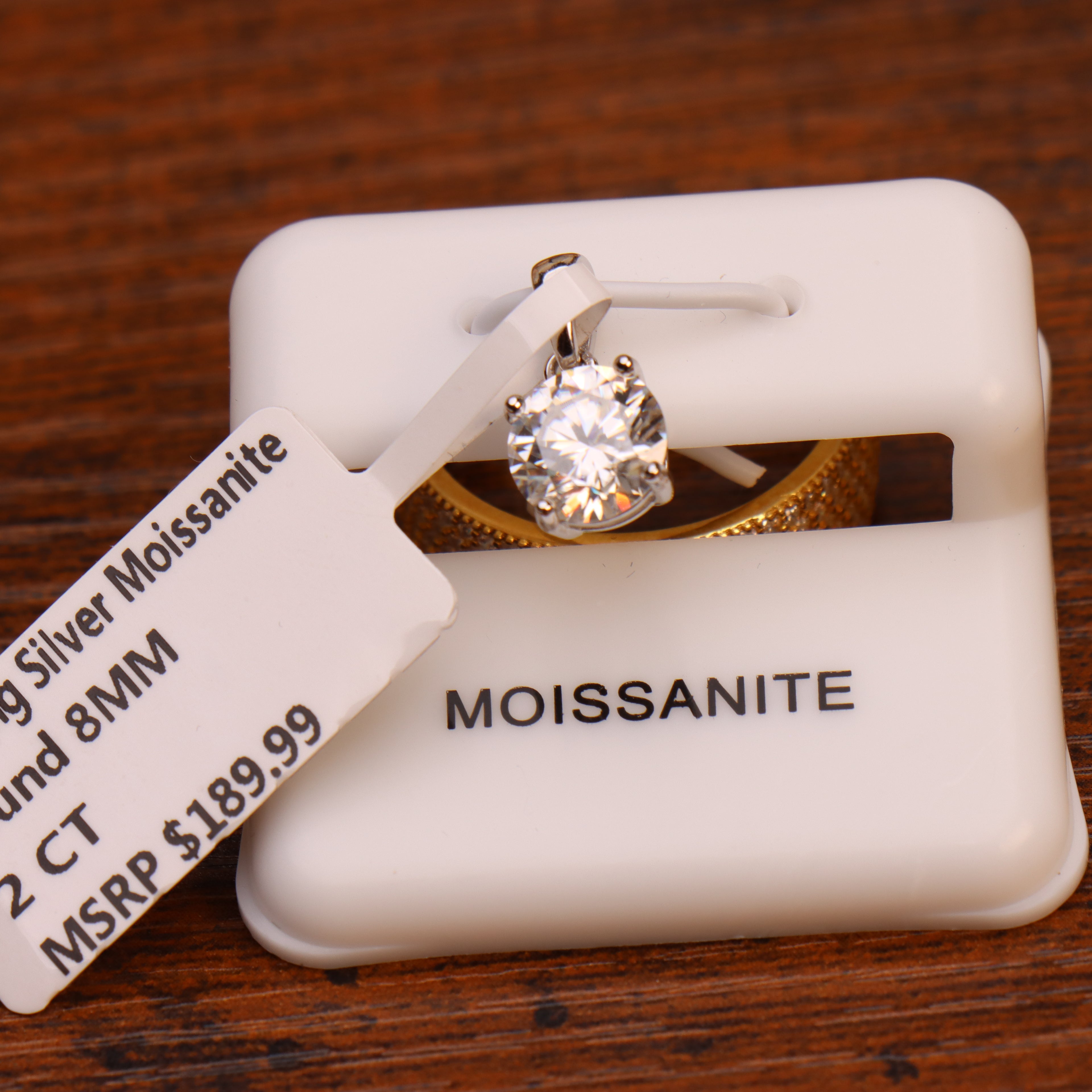 Genuine Moissanite Round 8mm 2ct Pendant 925 Sterling Silver Certified