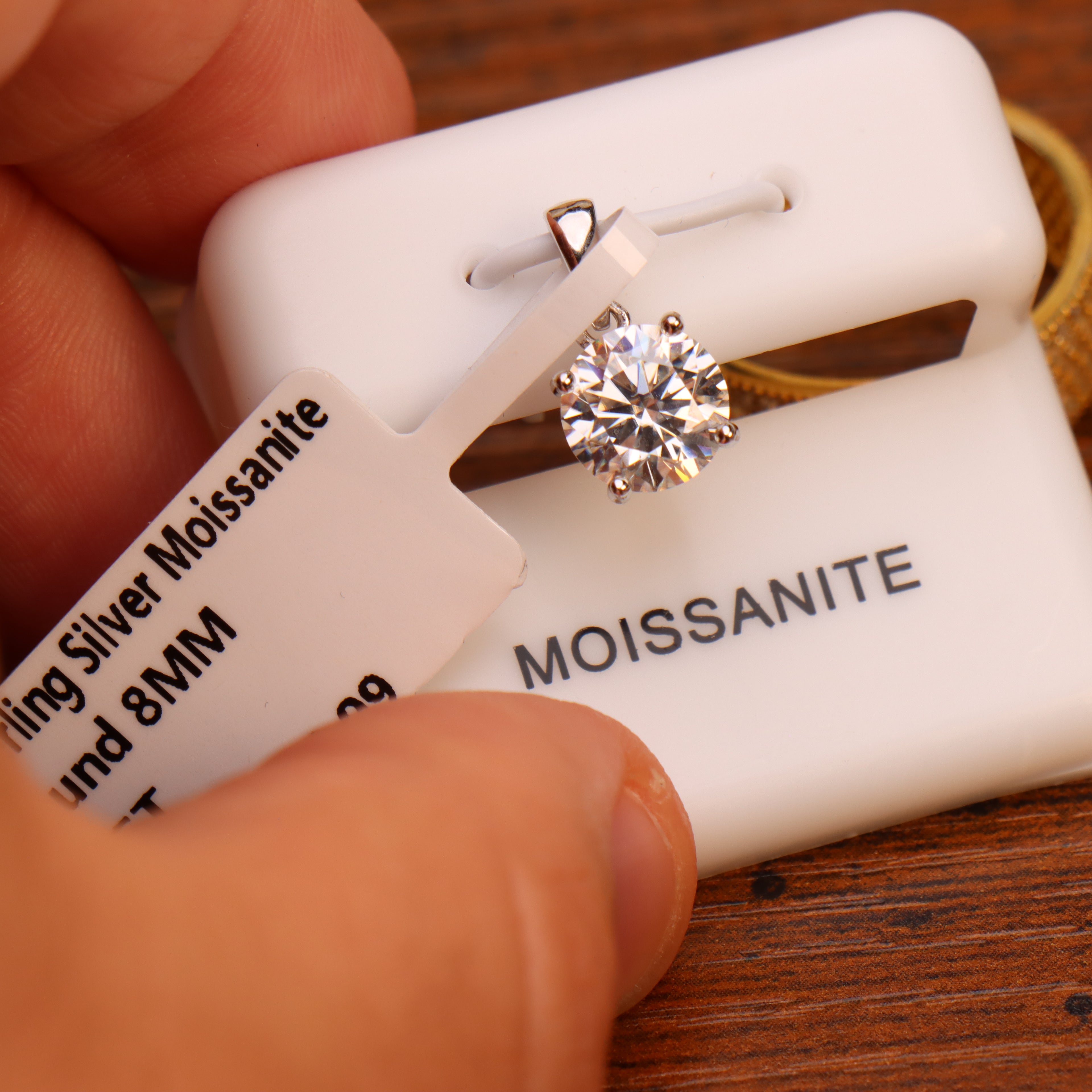 Genuine Moissanite Round 8mm 2ct Pendant 925 Sterling Silver Certified