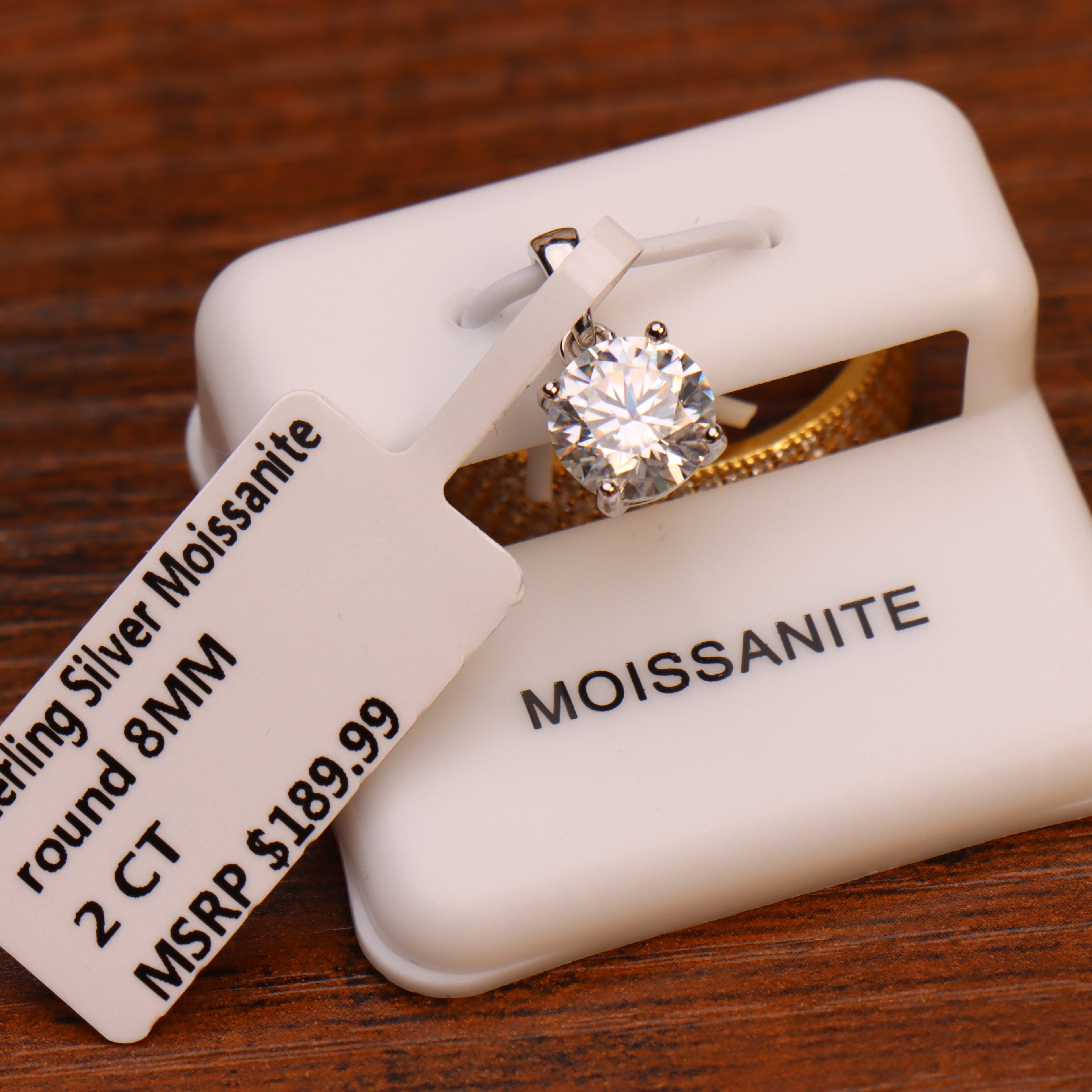 Genuine Moissanite Round 8mm 2ct Pendant 925 Sterling Silver Certified