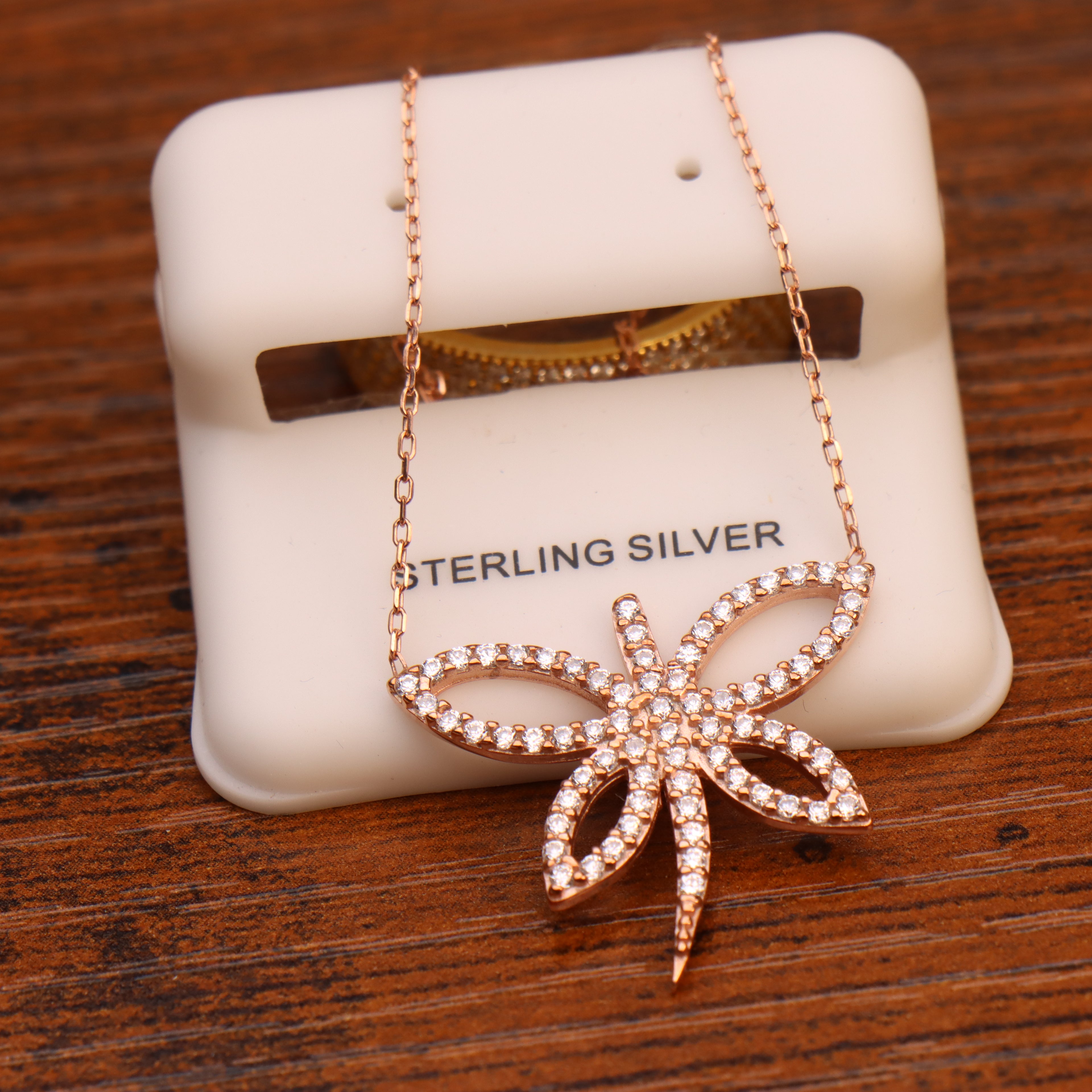 Dragon Fly Rose Gold Over 925 Sterling Silver Necklace 18 inch