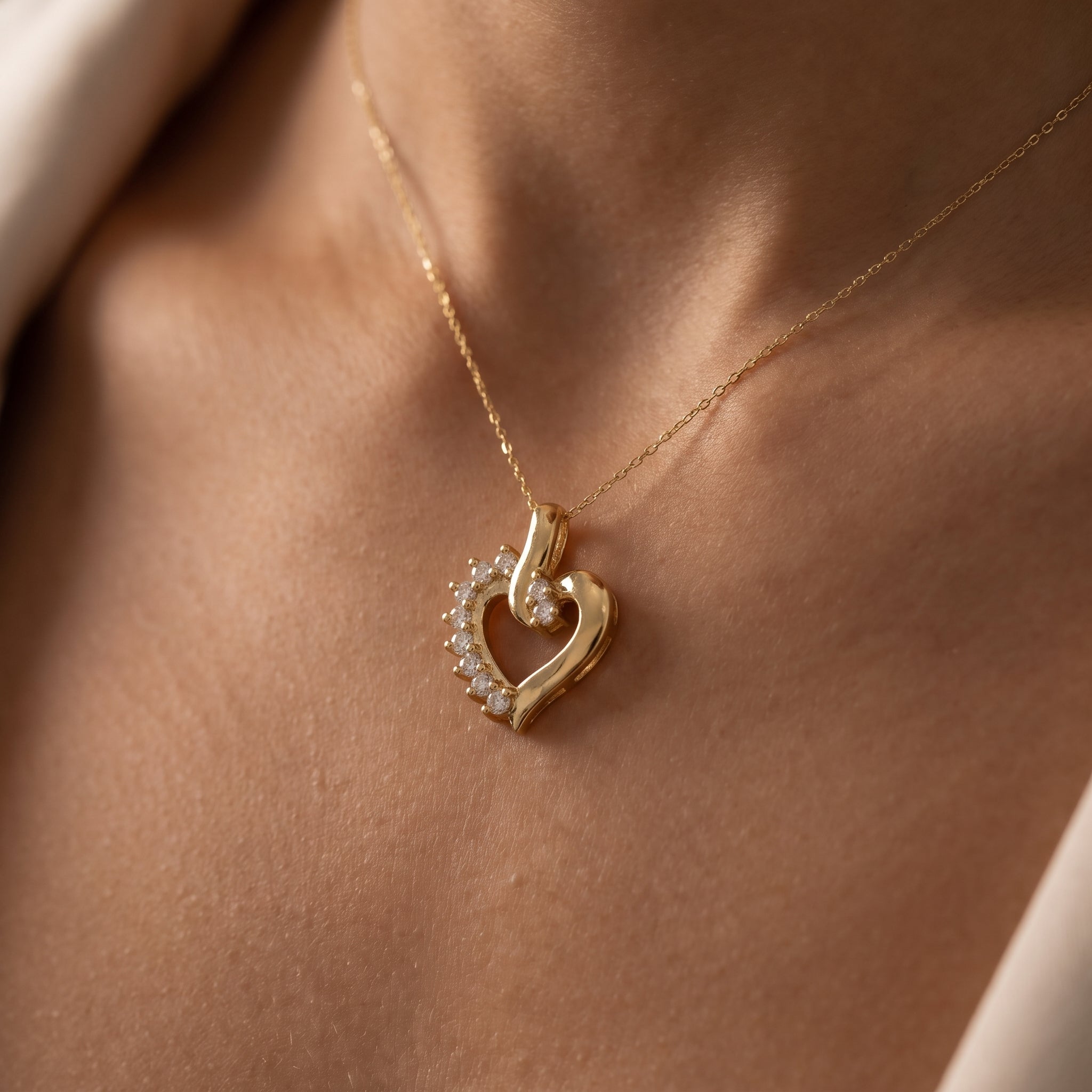 Heart Pendant Gold Over 925 Sterling Silver Necklace 18 inch
